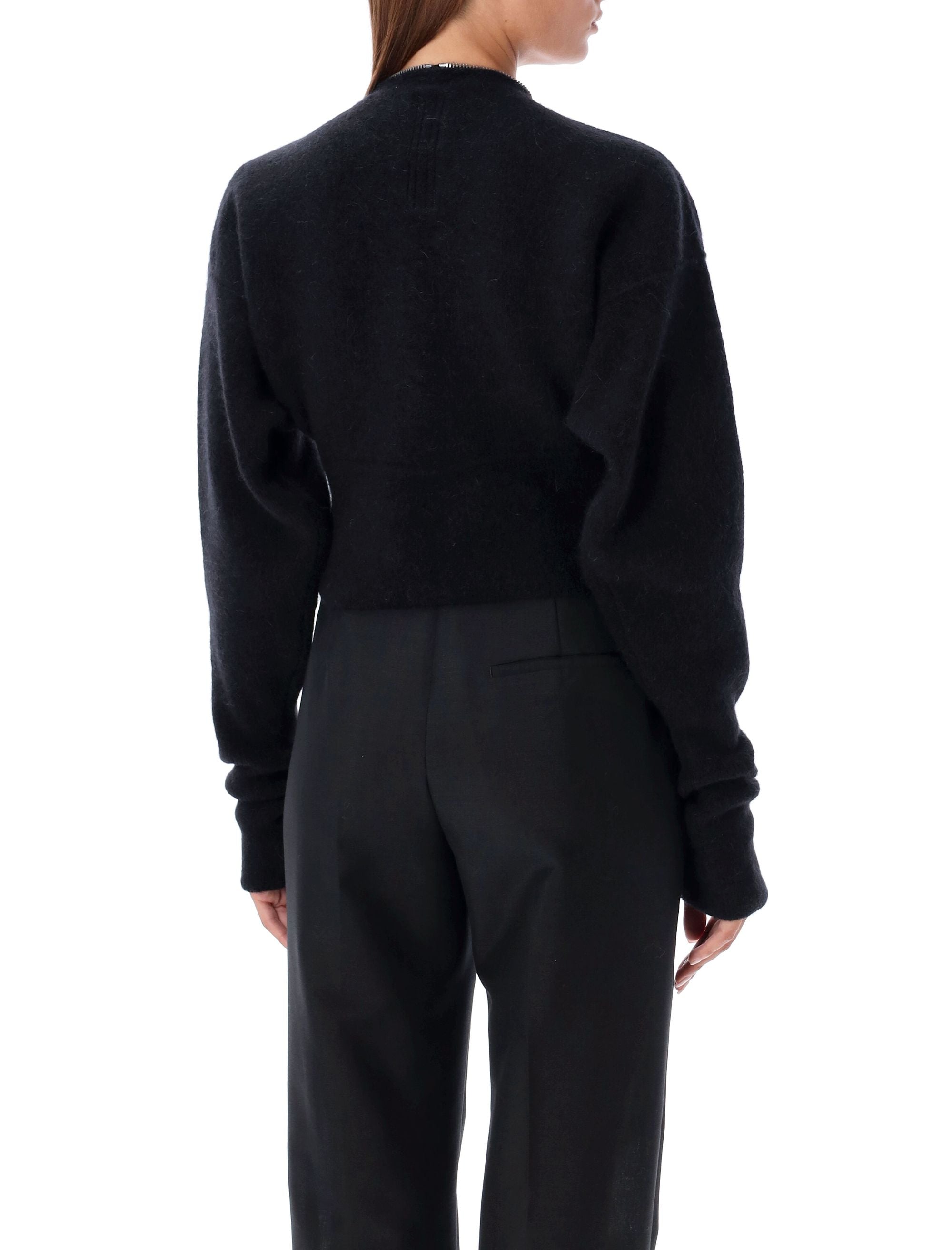 RICK OWENS Cropped Zip Cardigan with Batwing Sleeves - Size M