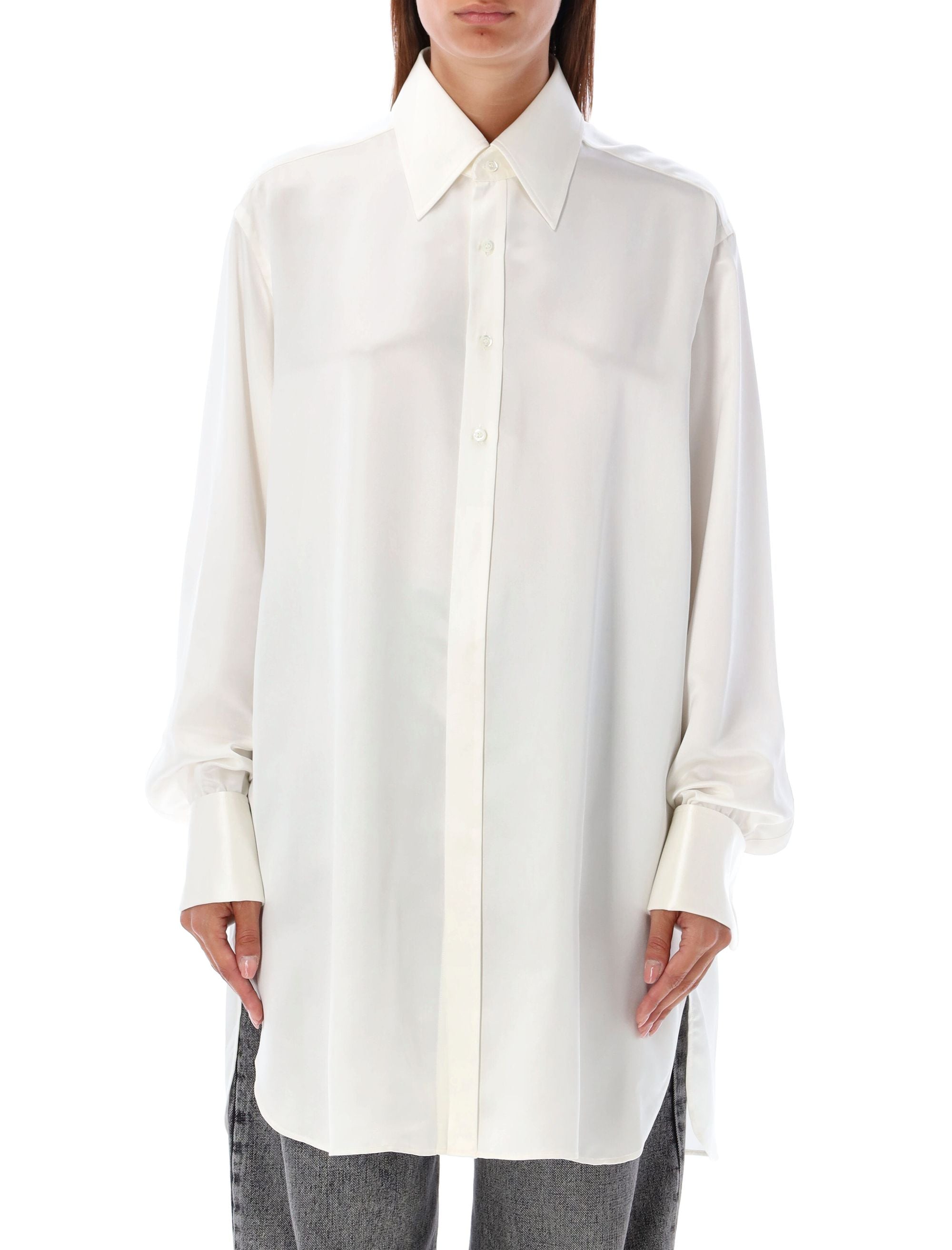 MAISON MARGIELA Elegantly Crafted Long Sleeves Silk Shirt for Women