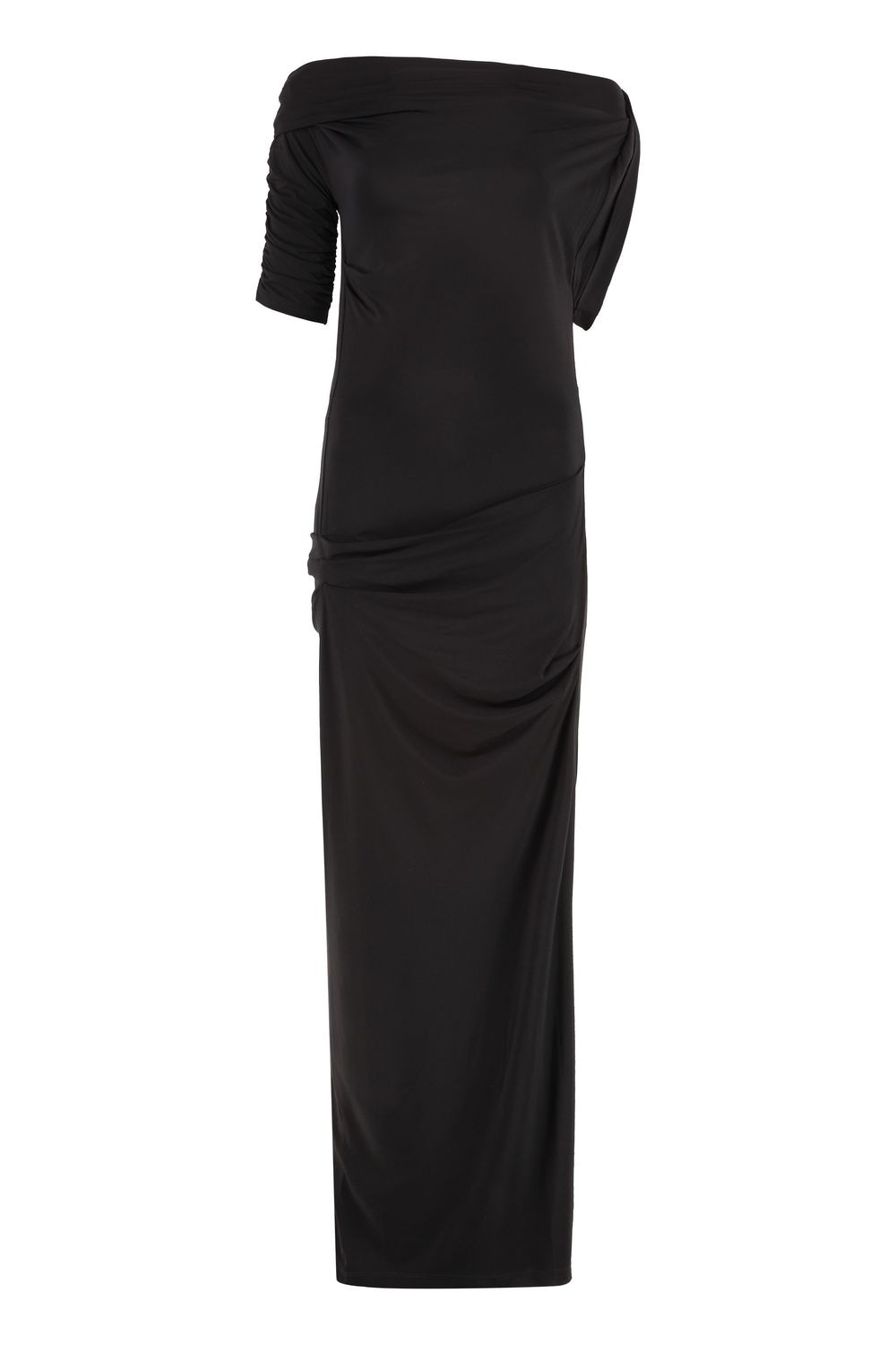 JACQUEMUS Asymmetrical One-Shoulder Draped Mini Dress