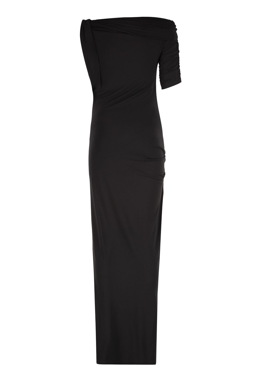 JACQUEMUS Asymmetrical One-Shoulder Draped Mini Dress