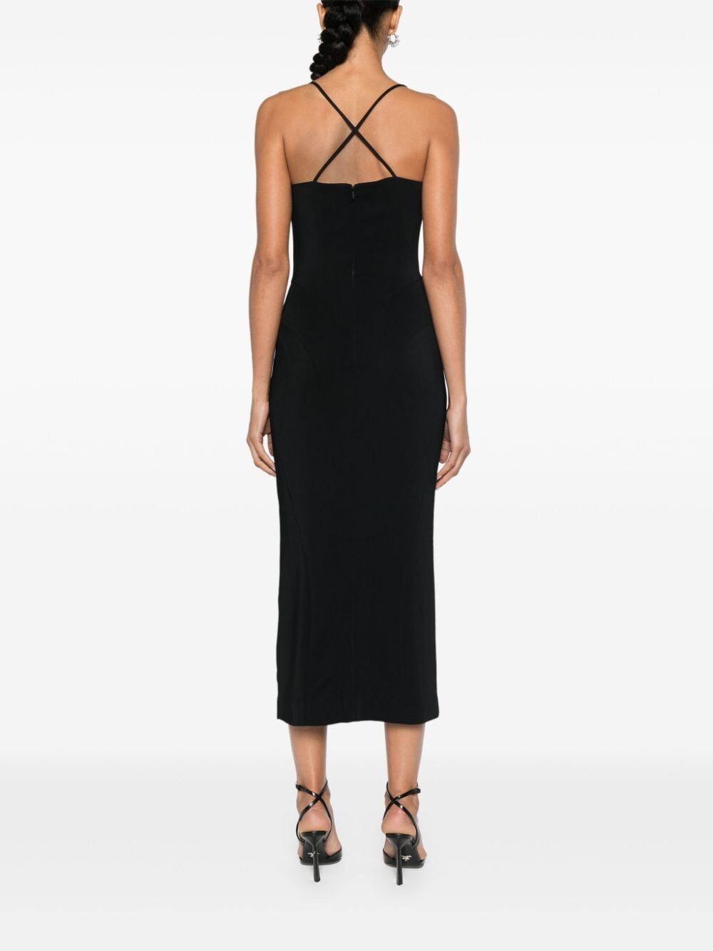 MUGLER Stretch Viscose Dress with Metallic Accents