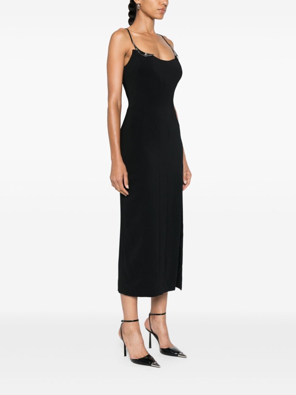 MUGLER Stretch Viscose Dress with Metallic Accents