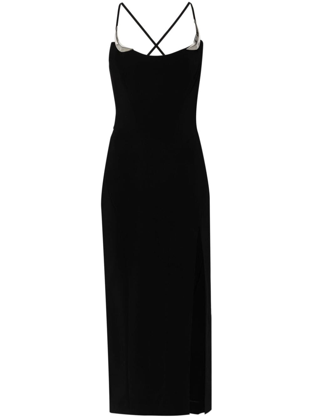 MUGLER Stretch Viscose Dress with Metallic Accents