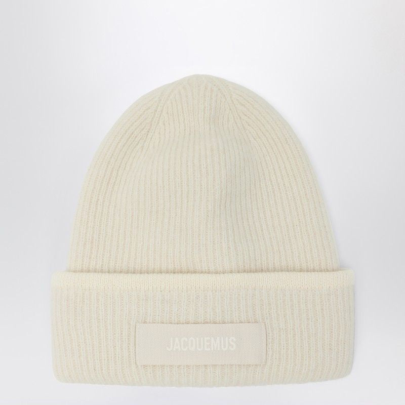 JACQUEMUS Ribbed Wool Beanie with Cuff and Logo Label
