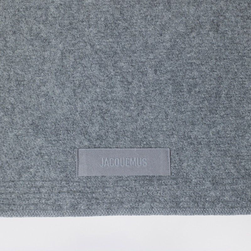 JACQUEMUS Chic Wool Blend Scarf with Grosgrain Logo Patch