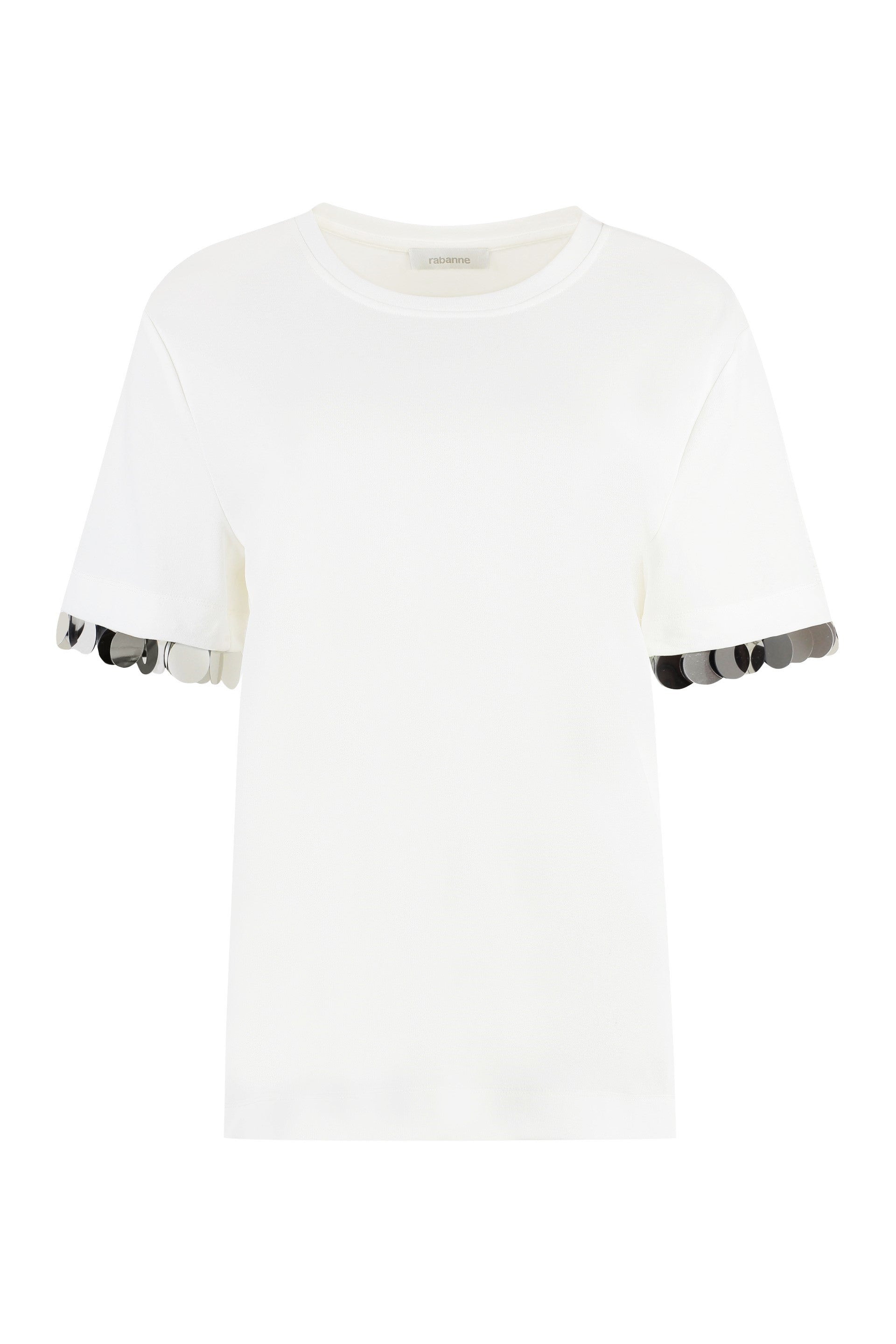 PACO RABANNE Viscose Crew-Neck T-Shirt with Sequin Details