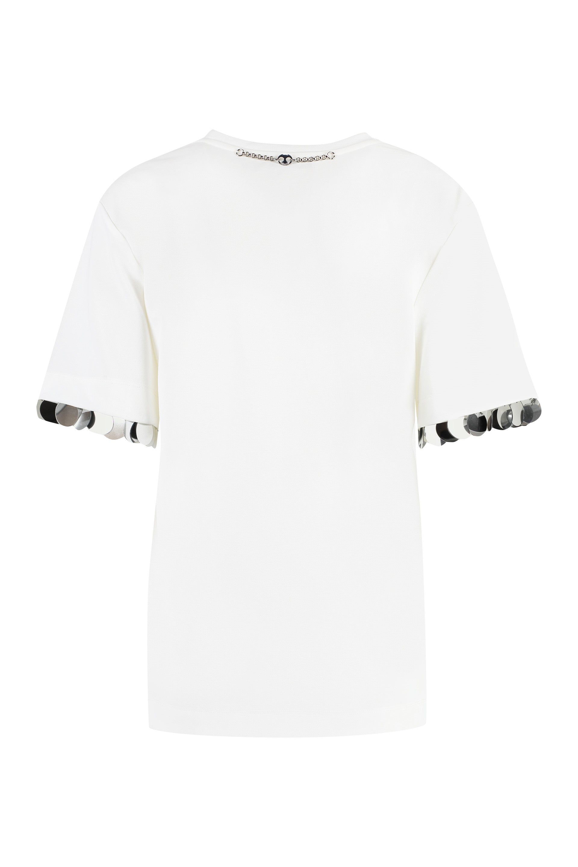 PACO RABANNE Viscose Crew-Neck T-Shirt with Sequin Details