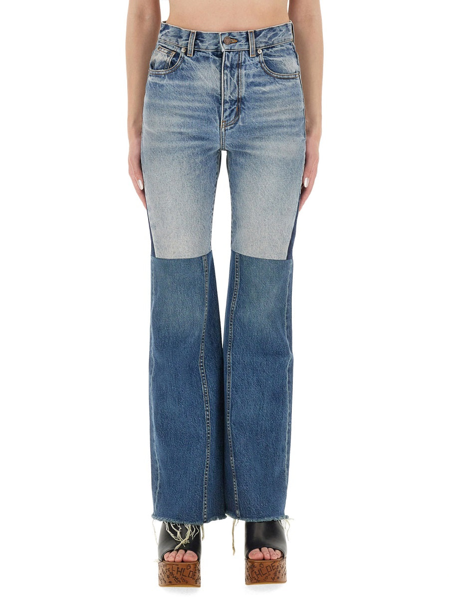 CHLOÉ Patchwork Denim Jeans - Straight Leg, Size 26
