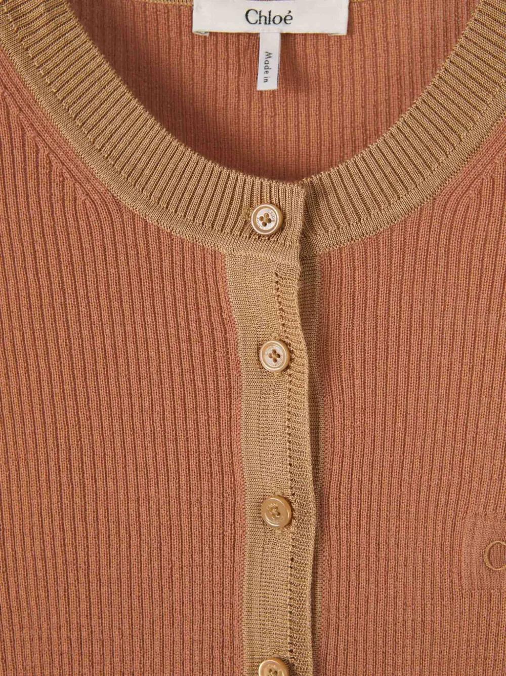 CHLOÉ Slim Fit Merino Wool Fine Knit Henley Shirt
