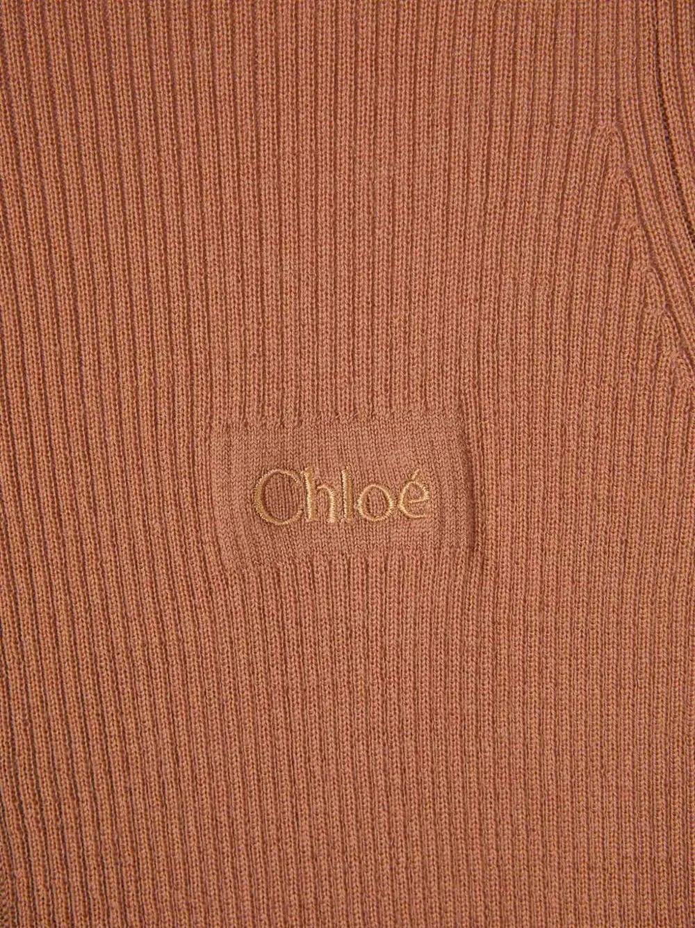 CHLOÉ Slim Fit Merino Wool Fine Knit Henley Shirt