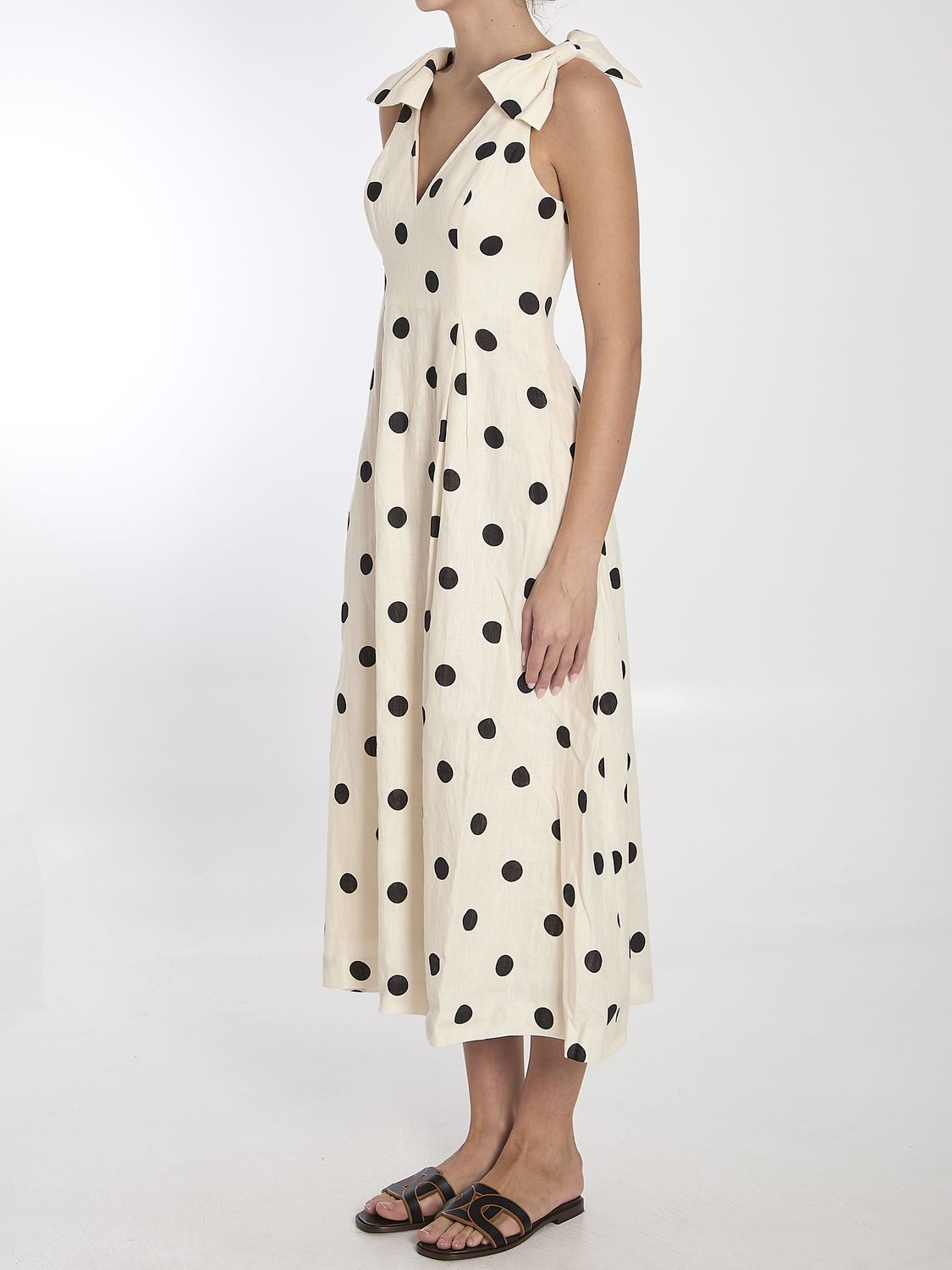 ZIMMERMANN Linen Midi Dress with Concealed Zip and Side Pockets