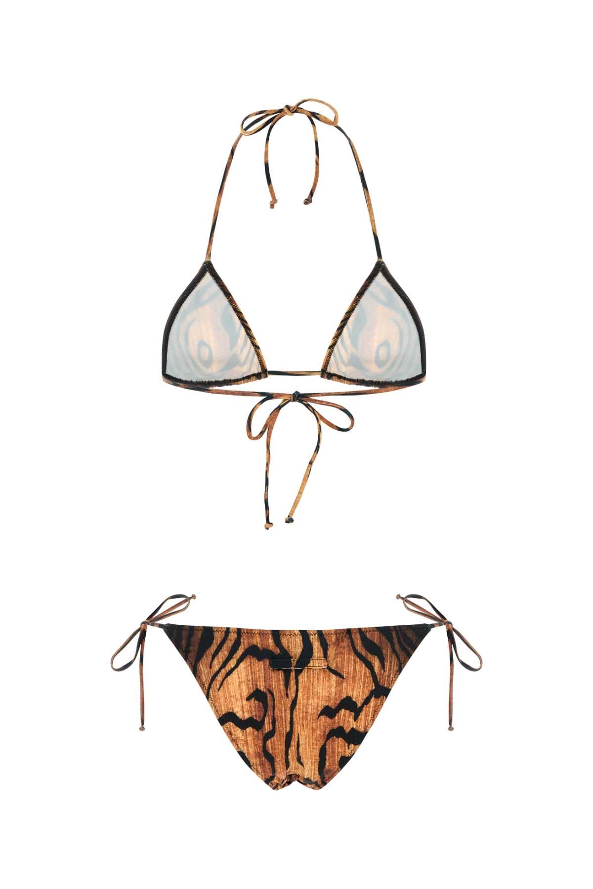 JEAN PAUL GAULTIER Printed Stretch Nylon Bikini Set - Animal Print