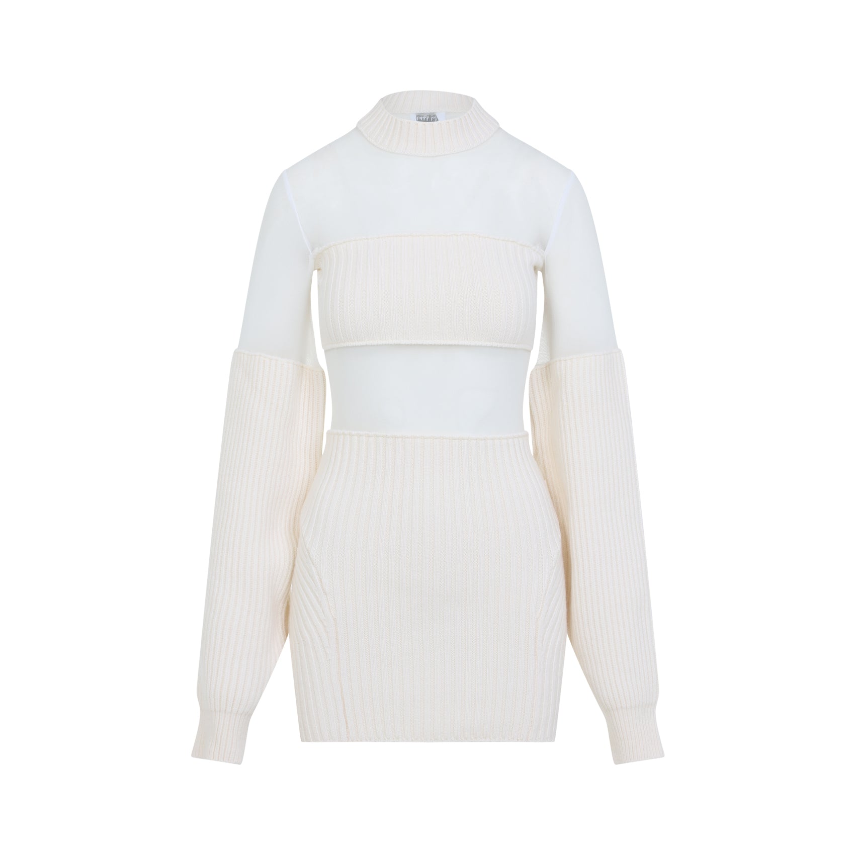 JEAN PAUL GAULTIER Wool Short Dress with Mesh Details