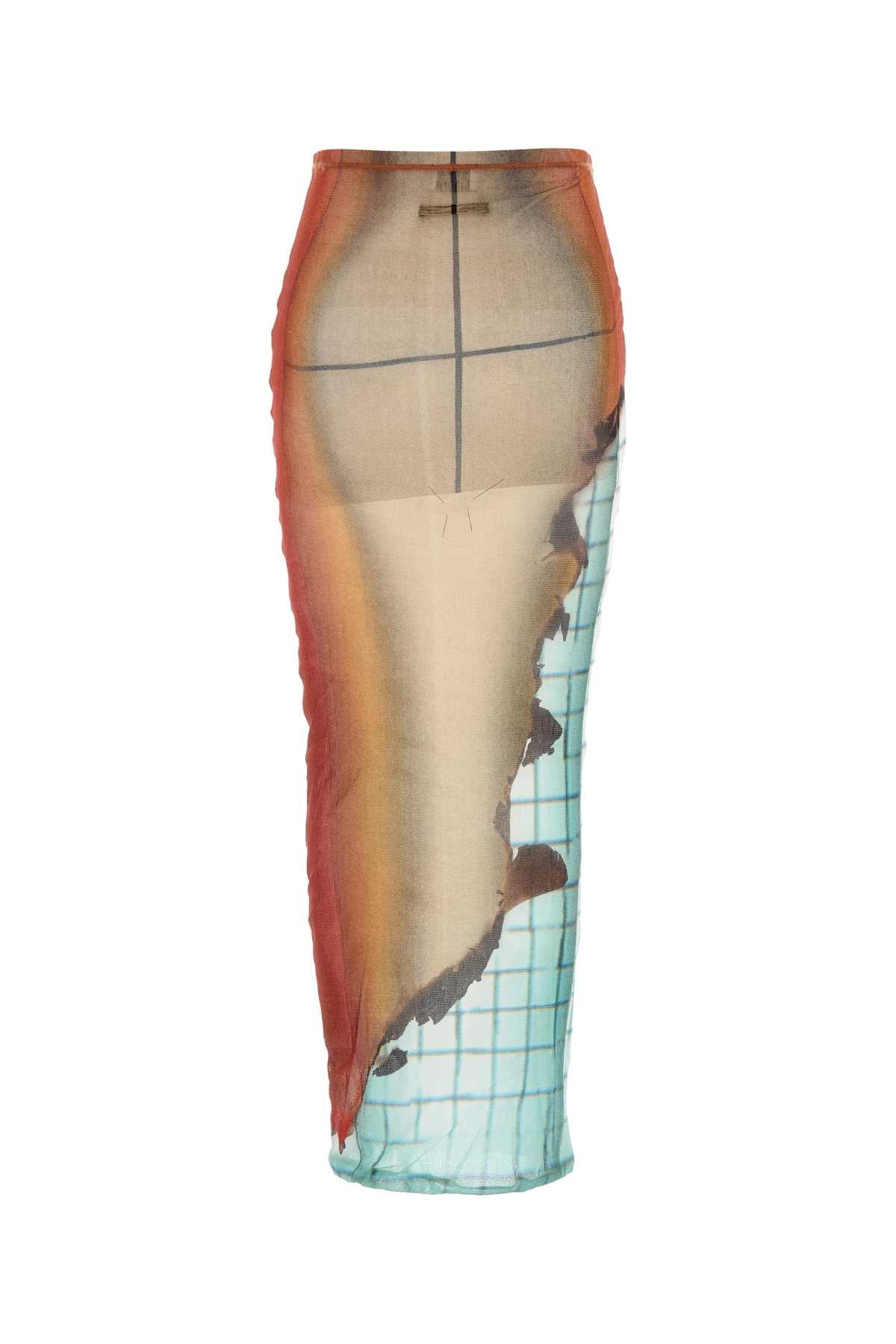 JEAN PAUL GAULTIER Printed Tulle Fire Skirt