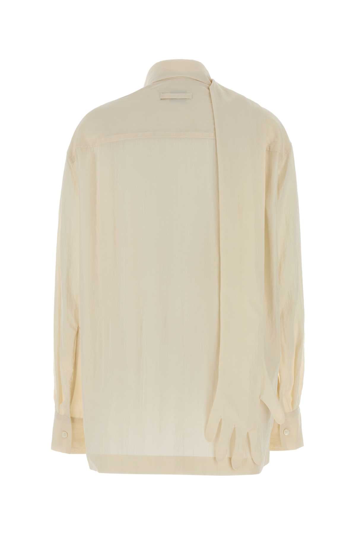 JEAN PAUL GAULTIER Ivory Lyocell Blend Mini Blouse with Gloves Detail