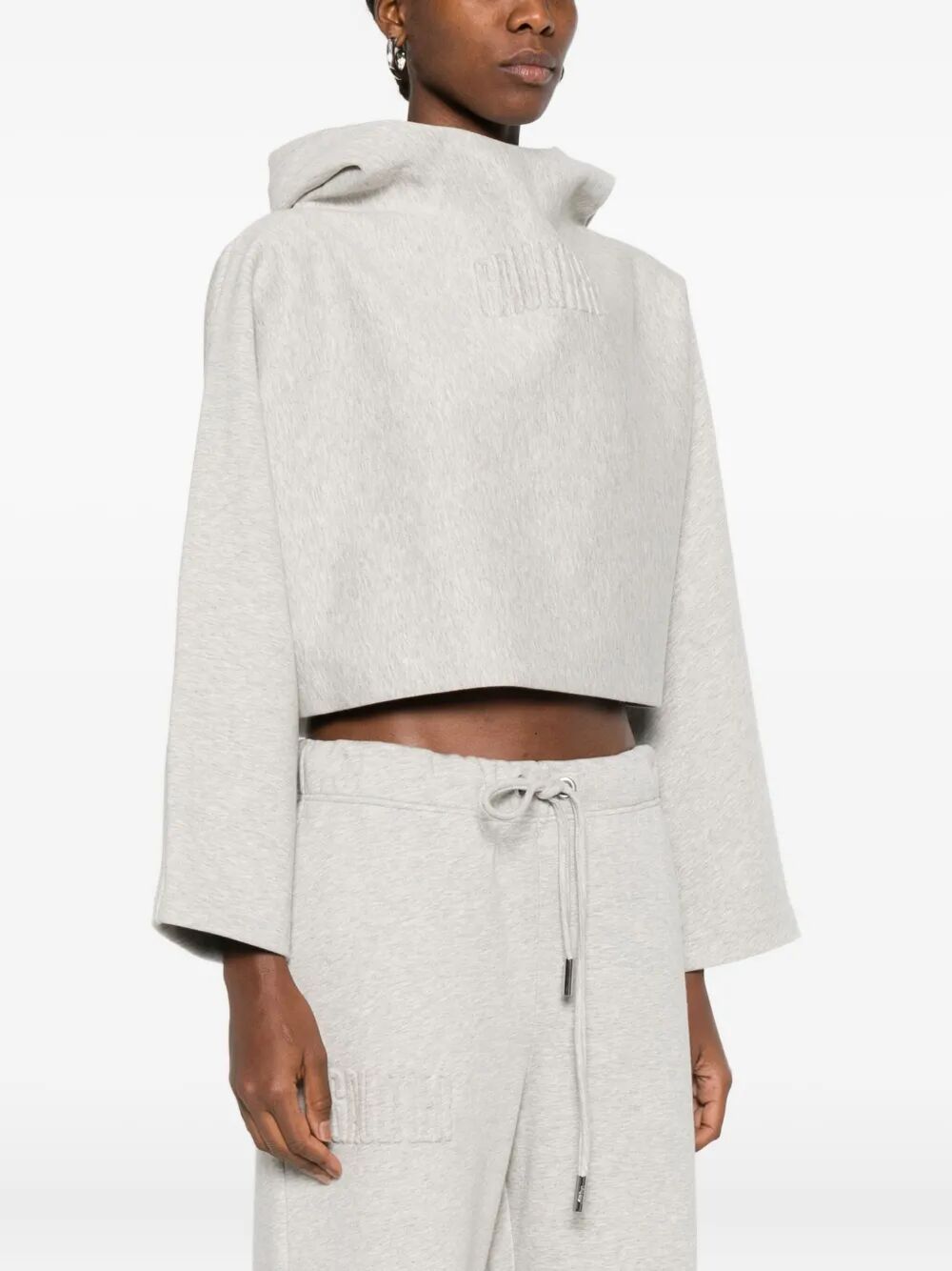 JEAN PAUL GAULTIER Cropped Bat Sleeves Hoodie with Embossing