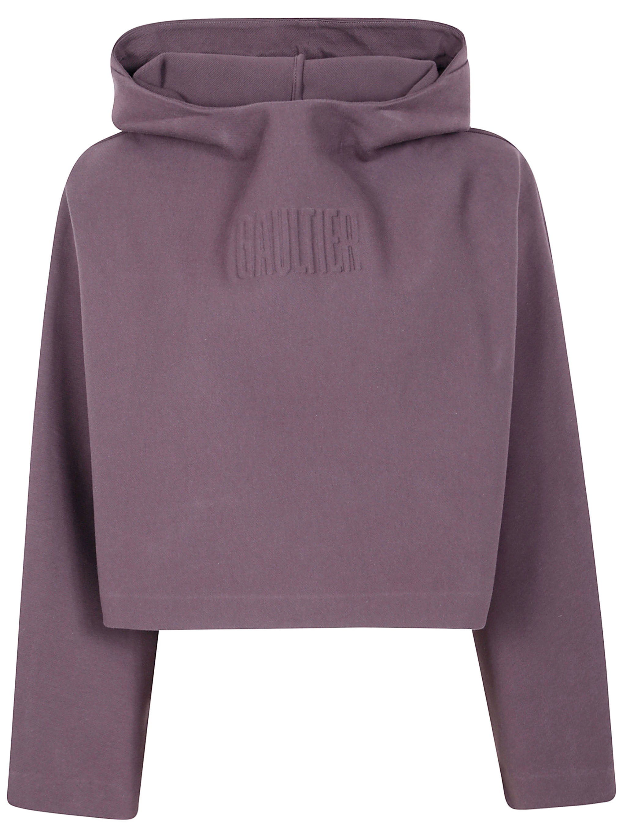 JEAN PAUL GAULTIER Cropped Bat Sleeves Hoodie with Embossed Logo