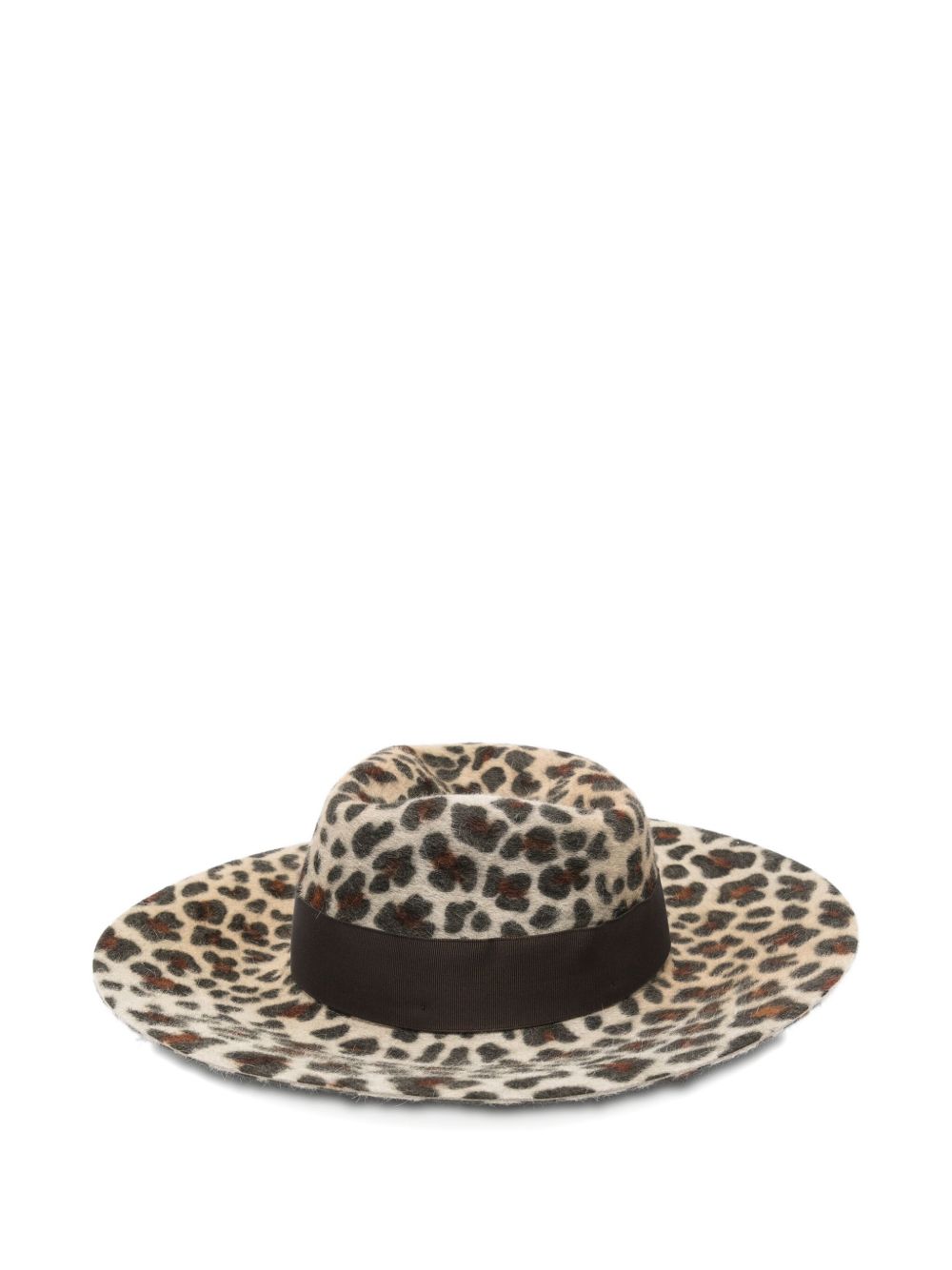 BORSALINO Wide Brim Leopard Print Wool Hat