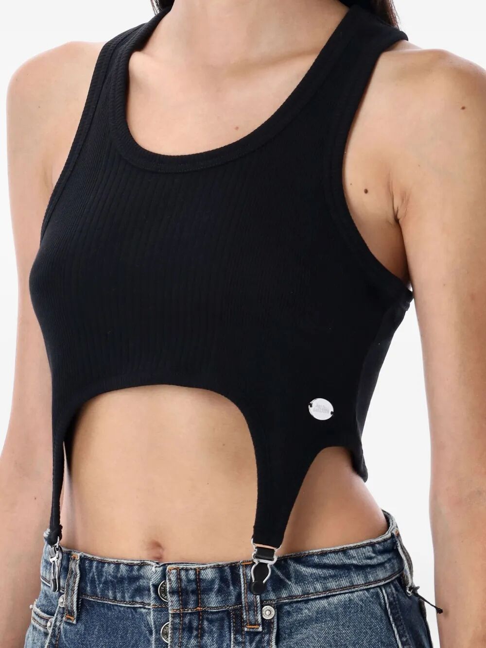 JEAN PAUL GAULTIER Cotton Ribbed Bra with Lingerie Garter