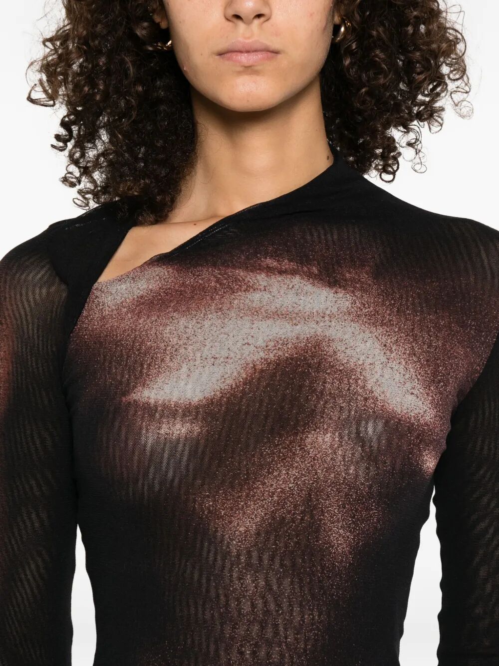 JEAN PAUL GAULTIER Mesh Asymmetric Collar Long Dress