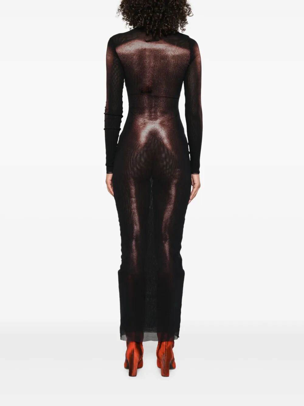 JEAN PAUL GAULTIER Mesh Asymmetric Collar Long Dress