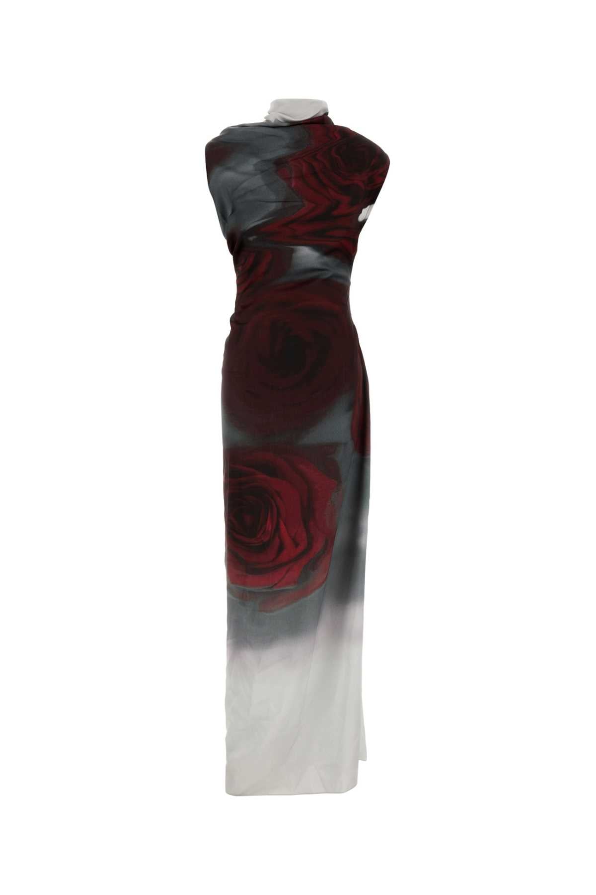 JEAN PAUL GAULTIER Printed Satin Long Dress for Women