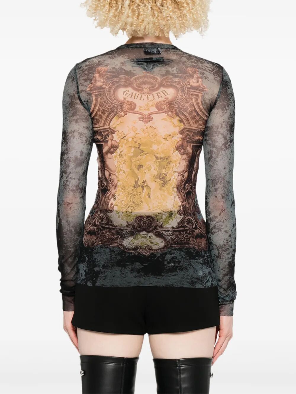 JEAN PAUL GAULTIER Mesh Long Sleeves Top - Printed Medallion