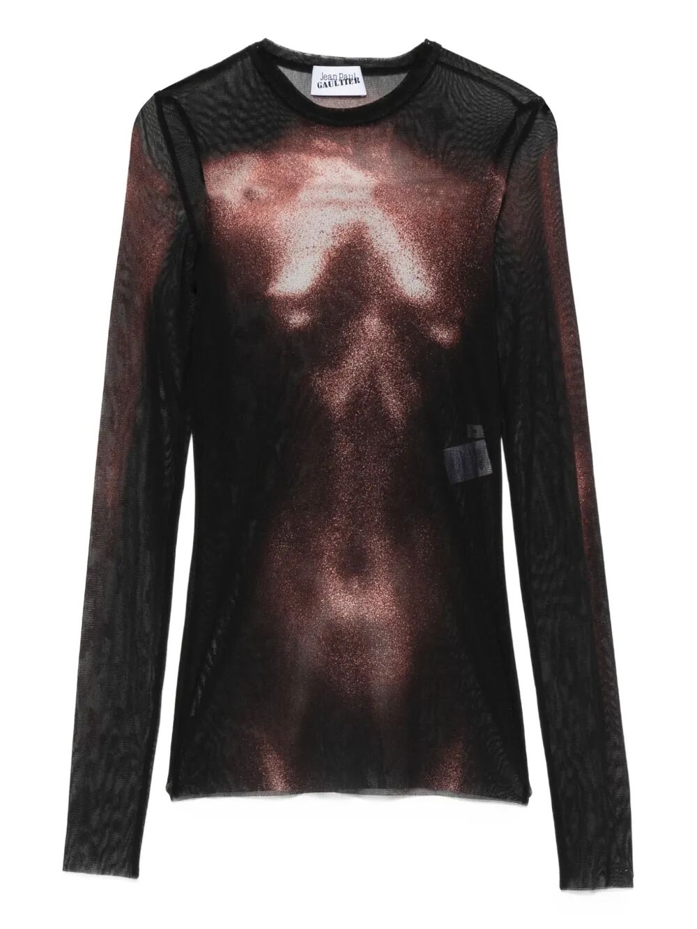 JEAN PAUL GAULTIER Mesh Crew Neck Top with Long Sleeves