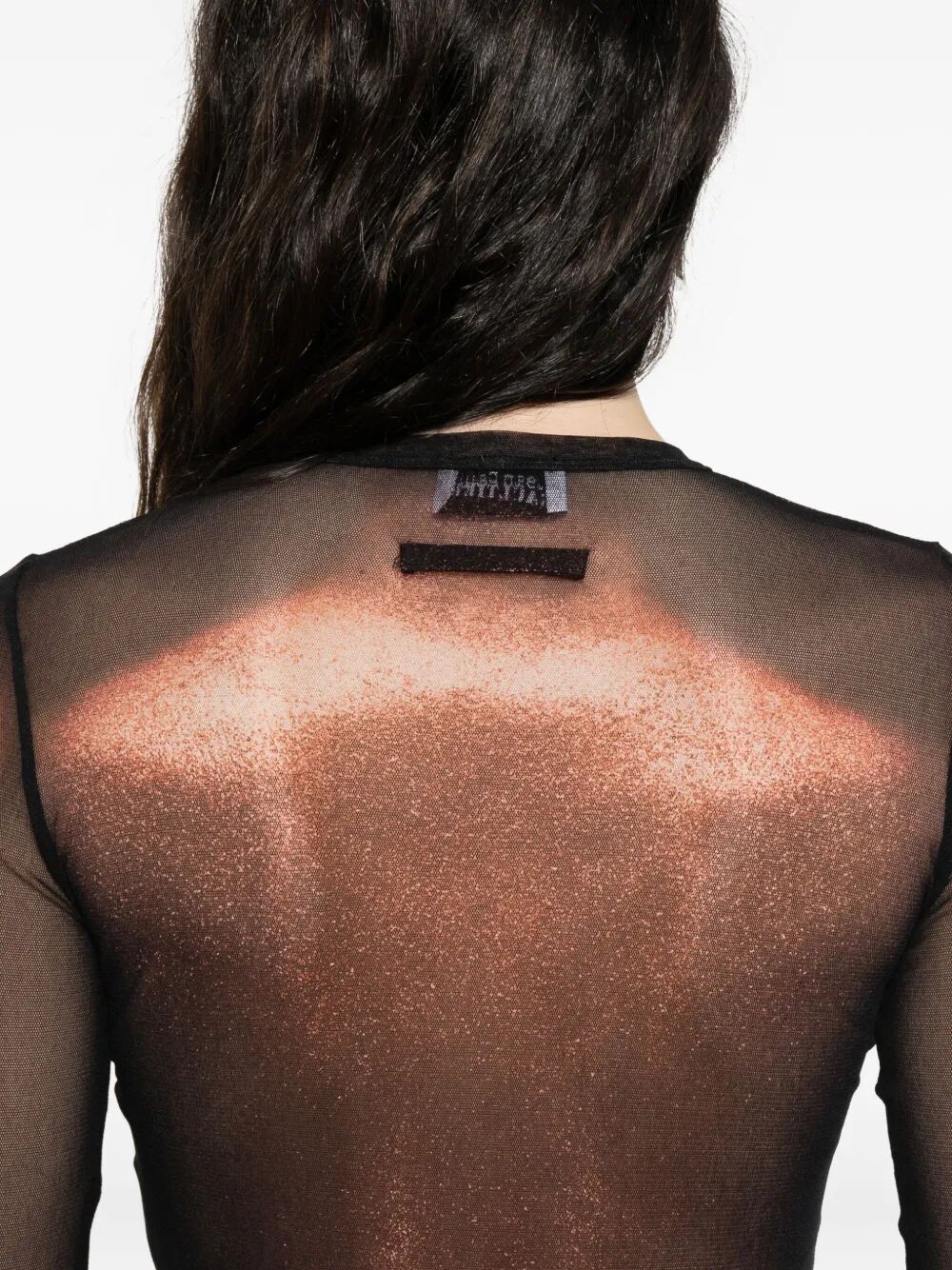 JEAN PAUL GAULTIER Mesh Crew Neck Top with Long Sleeves