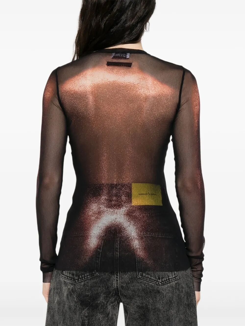 JEAN PAUL GAULTIER Mesh Crew Neck Top with Long Sleeves