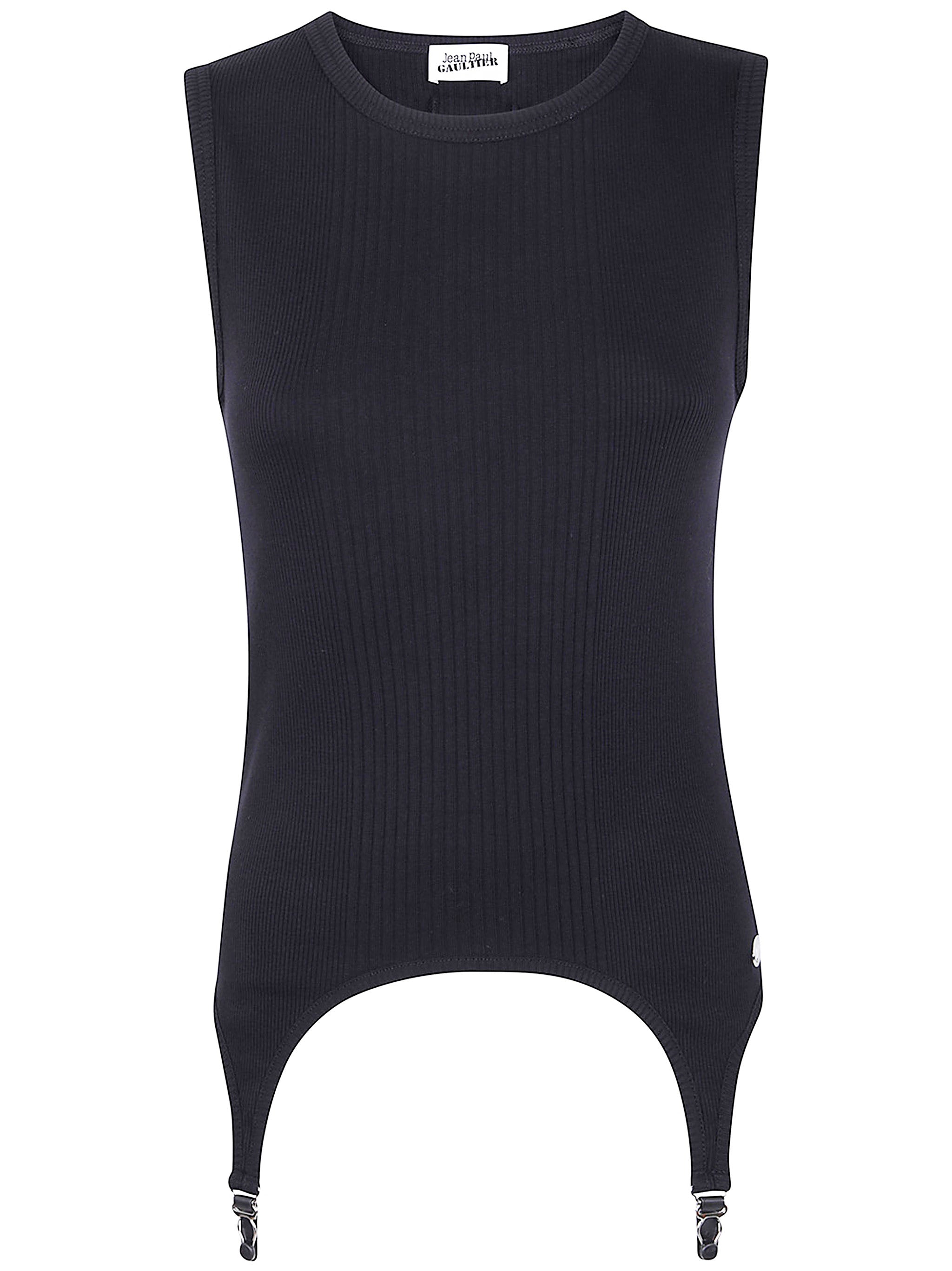 JEAN PAUL GAULTIER Cotton Ribbed Tank Top with Lingerie Garter