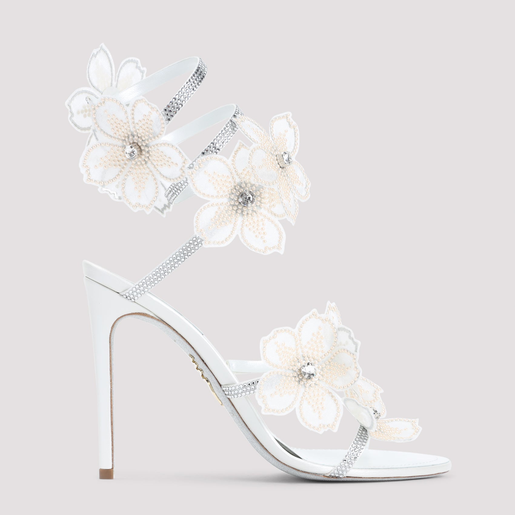 RENE` CAOVILLA Stylish Flower Sandals with 10.5cm Heel Height for Men