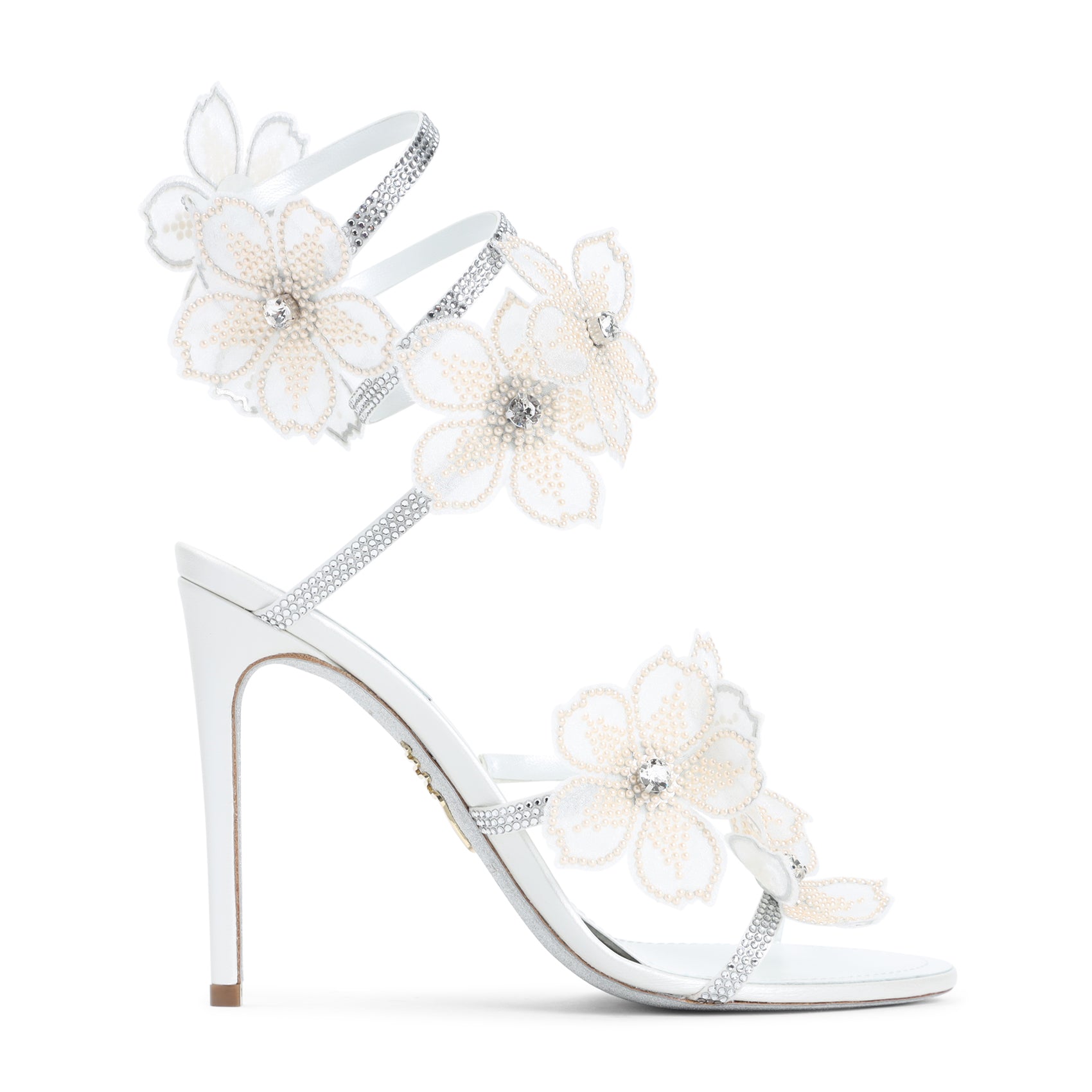 RENE` CAOVILLA Stylish Flower Sandals with 10.5cm Heel Height for Men