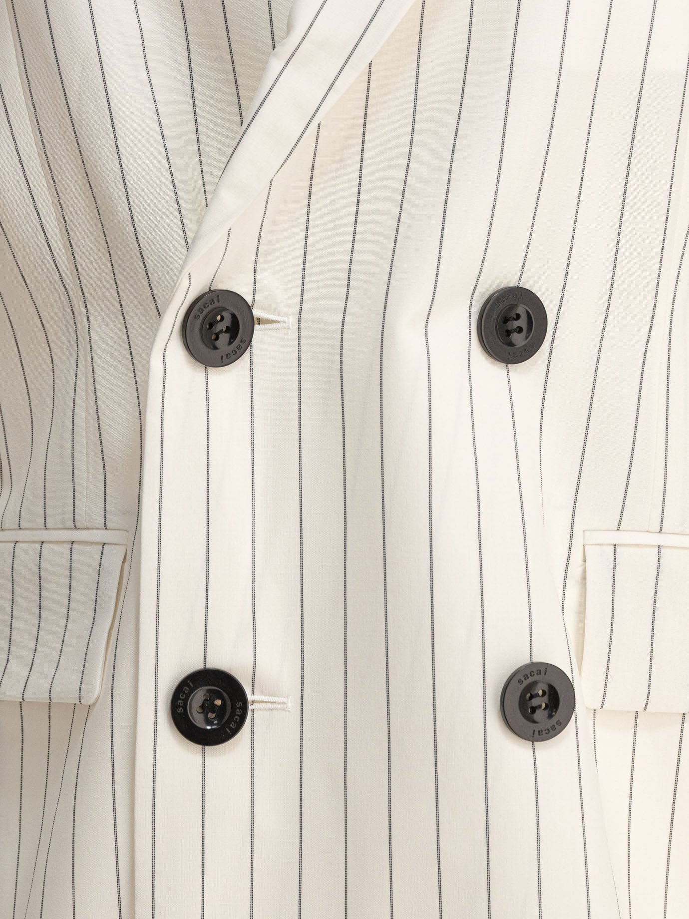 SACAI Double-Breasted Relaxed Fit Wool and Silk Blazer for Women