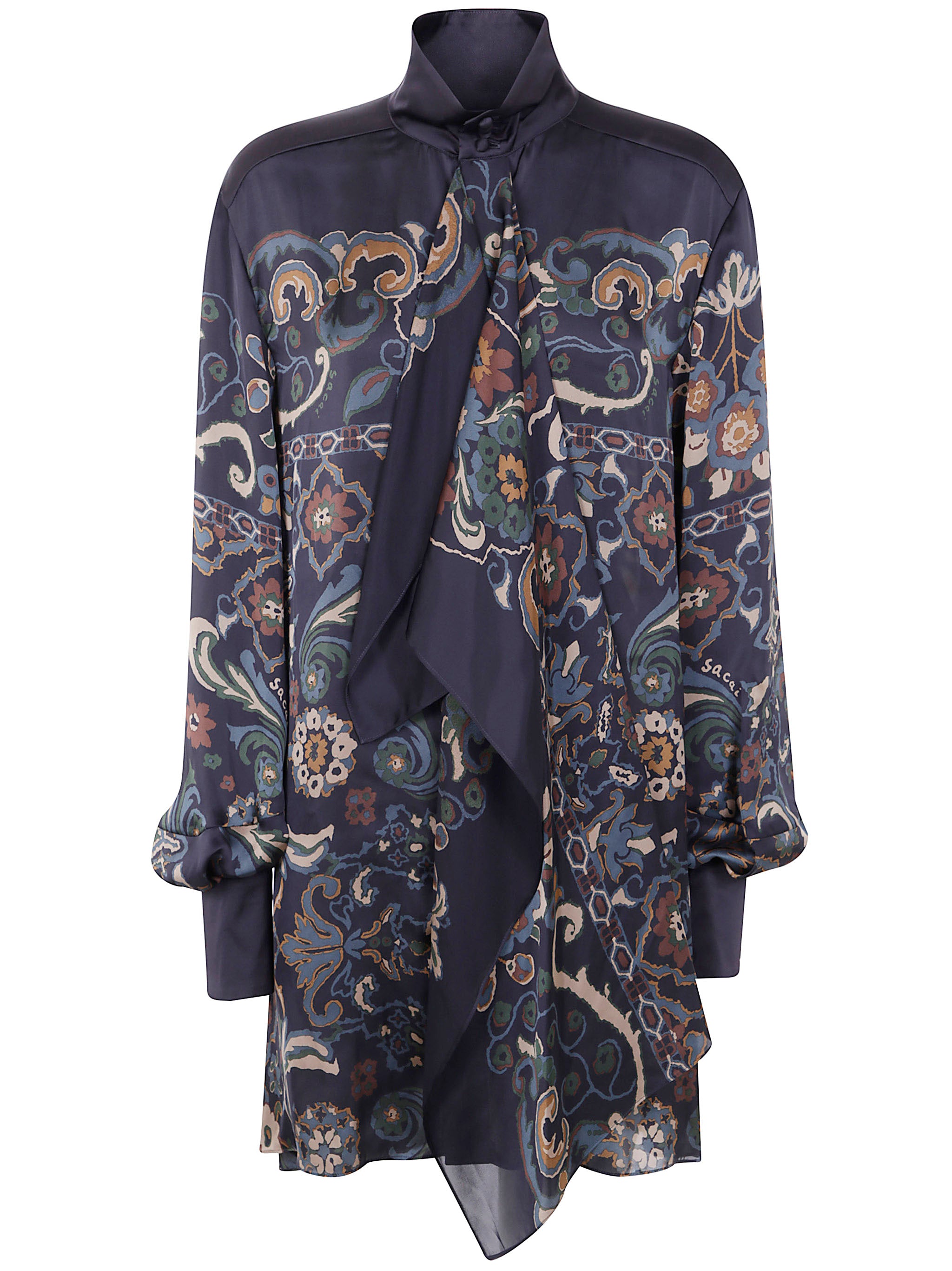 SACAI Floral Print Turtle Neck Dress