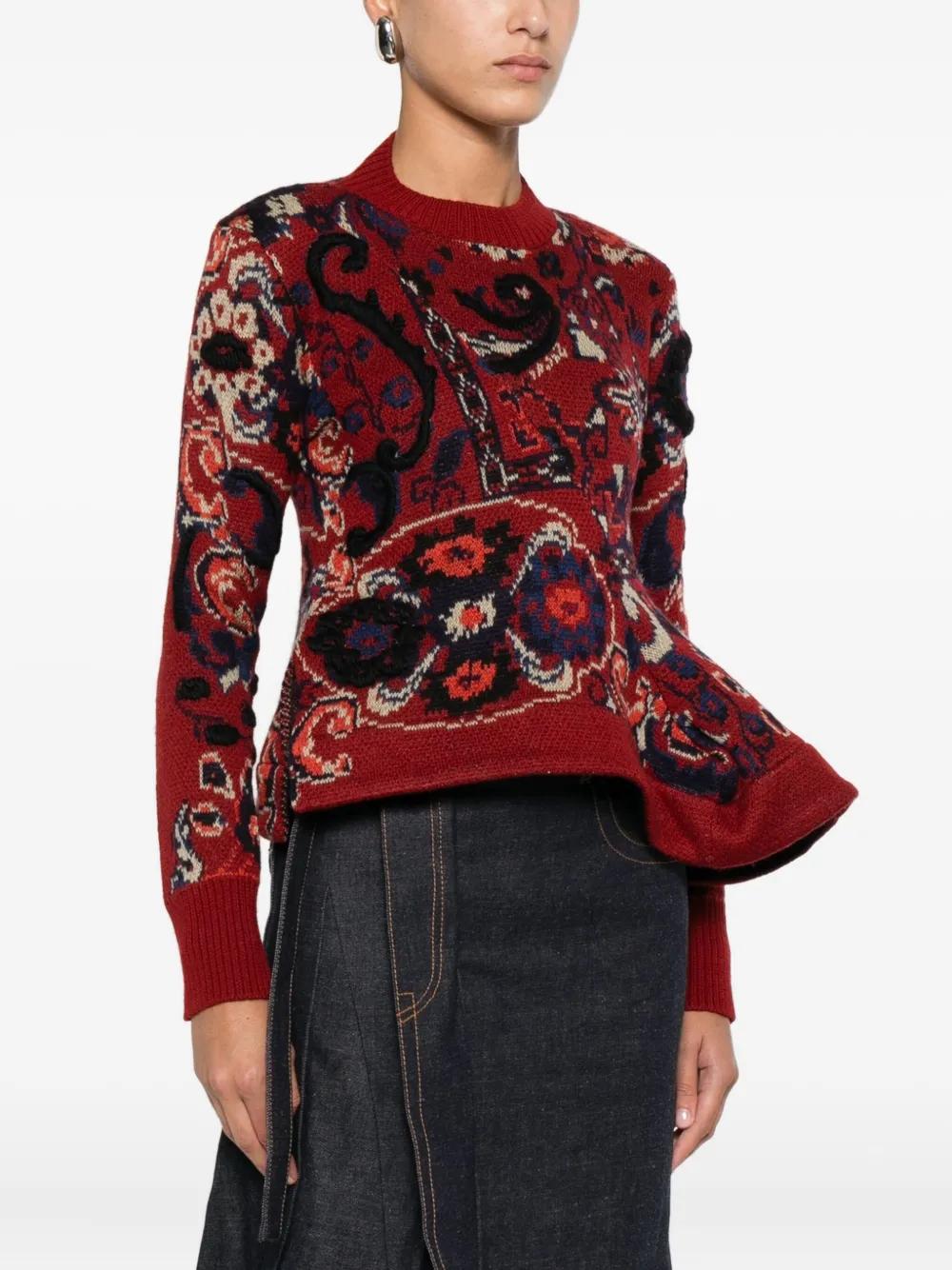 SACAI Asymmetric Paisley-Print Sweater