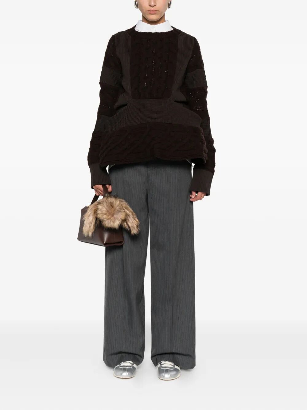 SACAI Wool Knit Round Neck Pullover - FW25 Collection