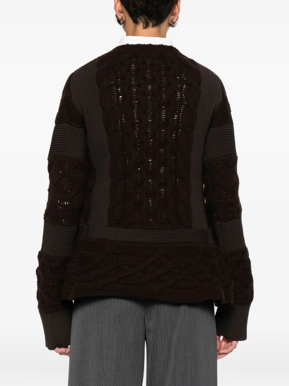 SACAI Wool Knit Round Neck Pullover - FW25 Collection