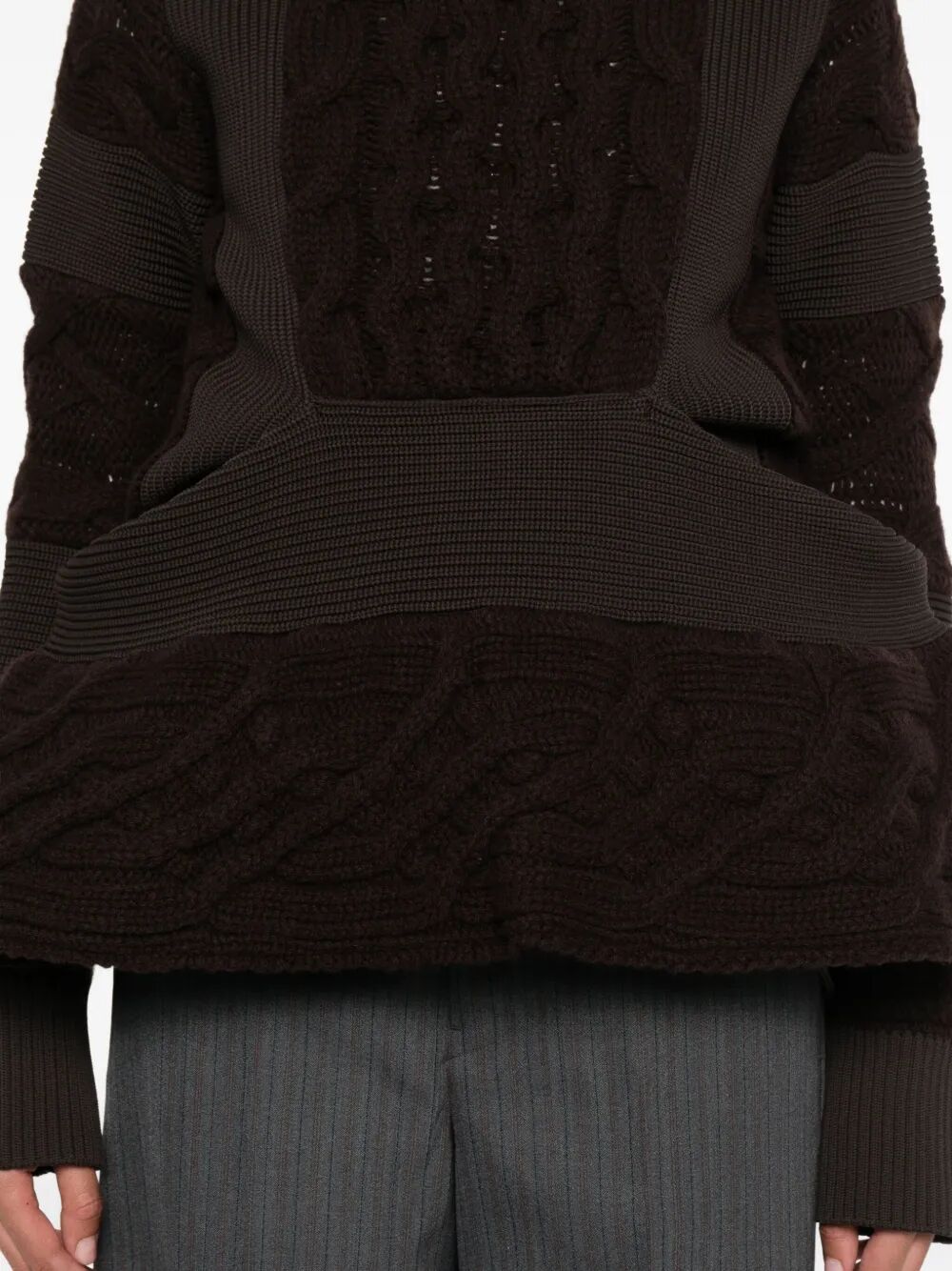 SACAI Wool Knit Round Neck Pullover - FW25 Collection