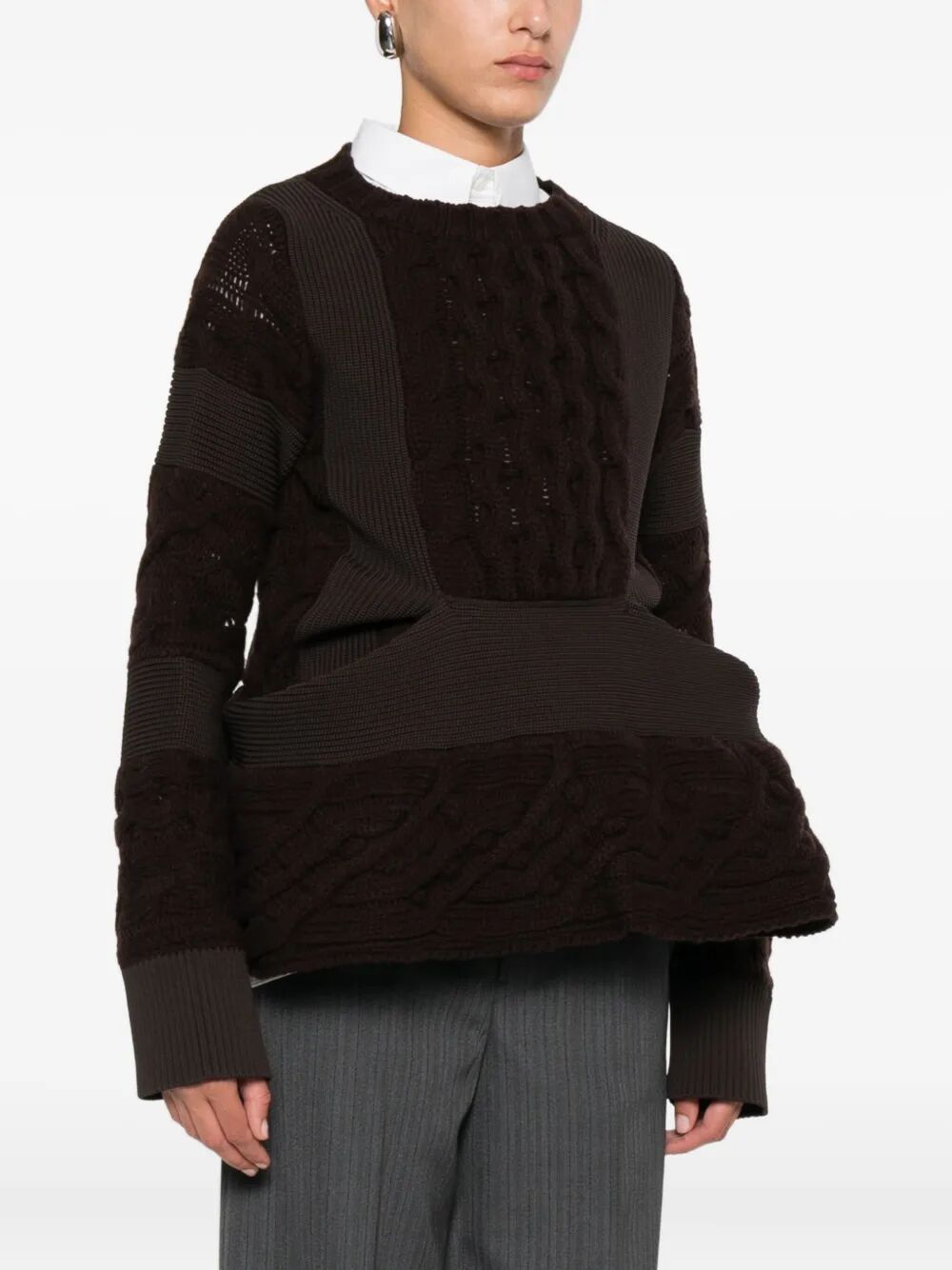 SACAI Wool Knit Round Neck Pullover - FW25 Collection