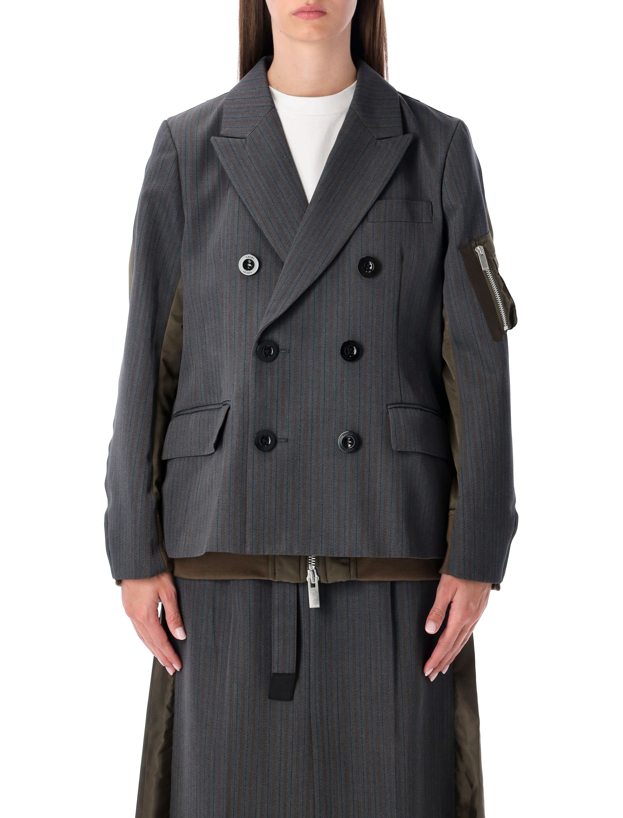 SACAI Double-Breasted Bomber-Style Jacket for Women