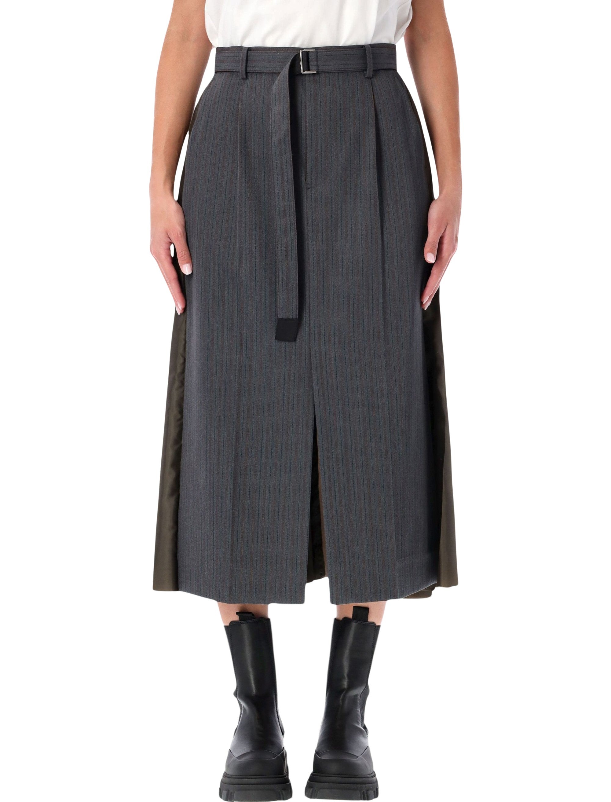 SACAI Hybrid Midi Skirt with Central Slit