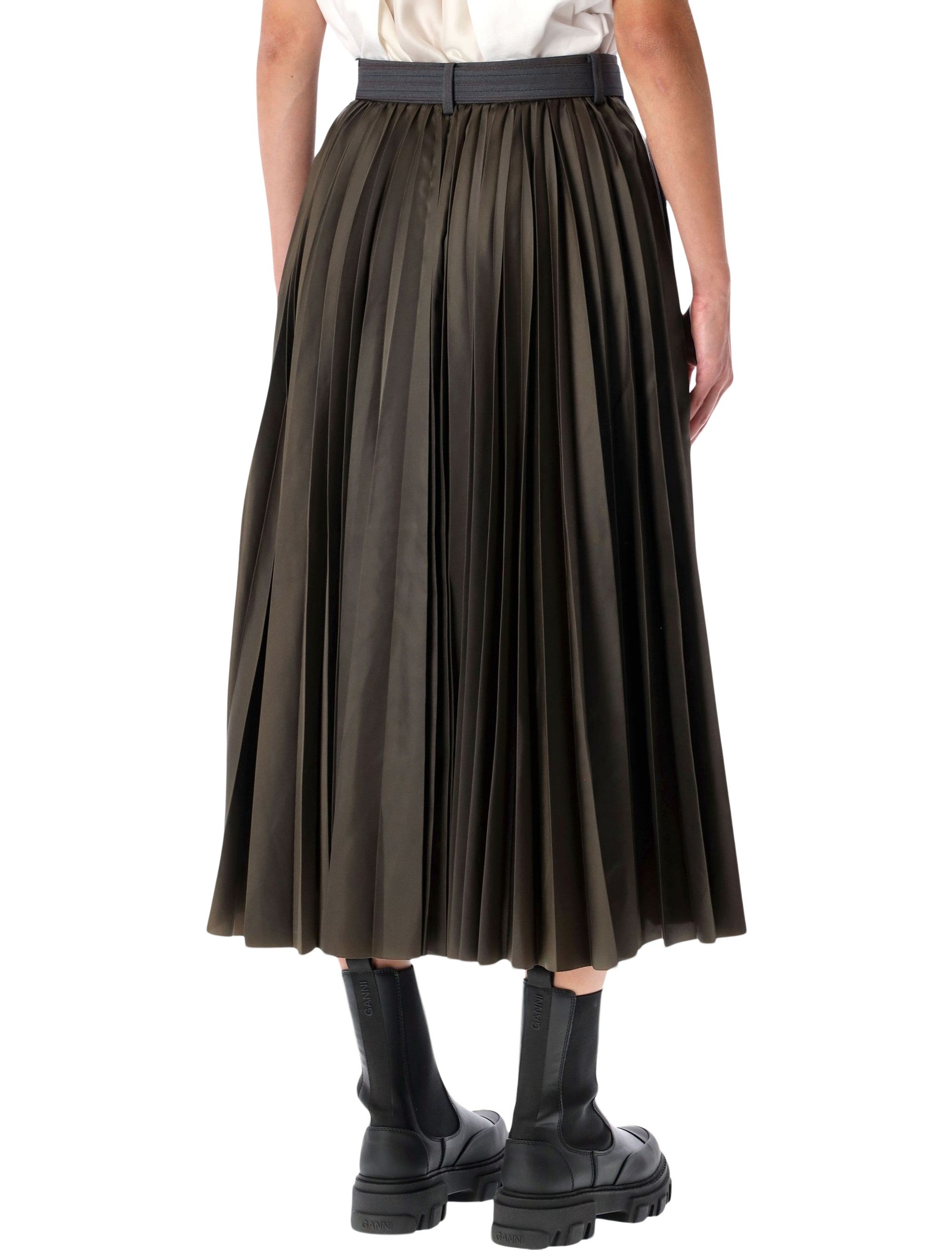 SACAI Hybrid Midi Skirt with Central Slit