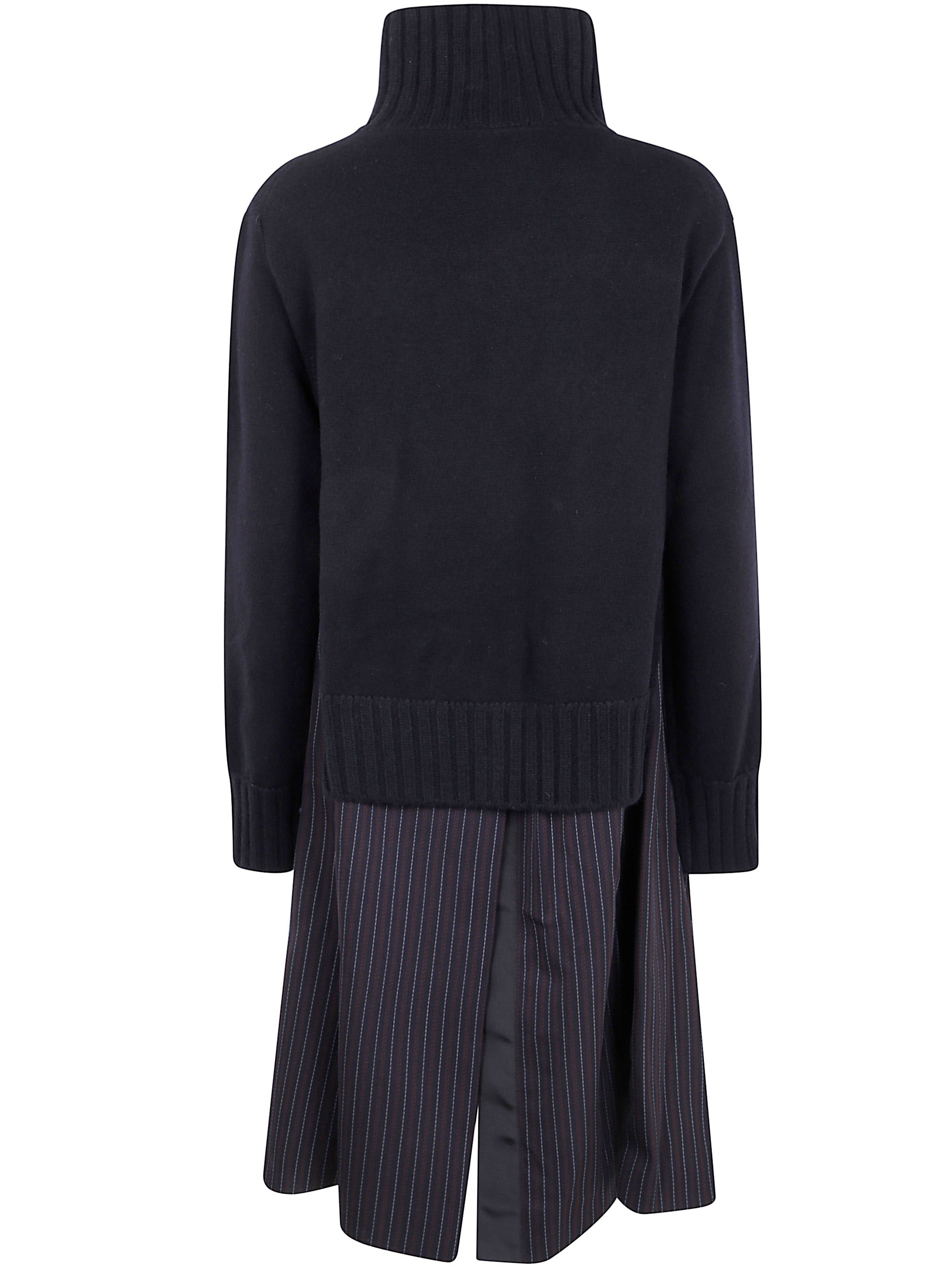 SACAI Elegant Wool Knit Mini Jacket Dress for Women