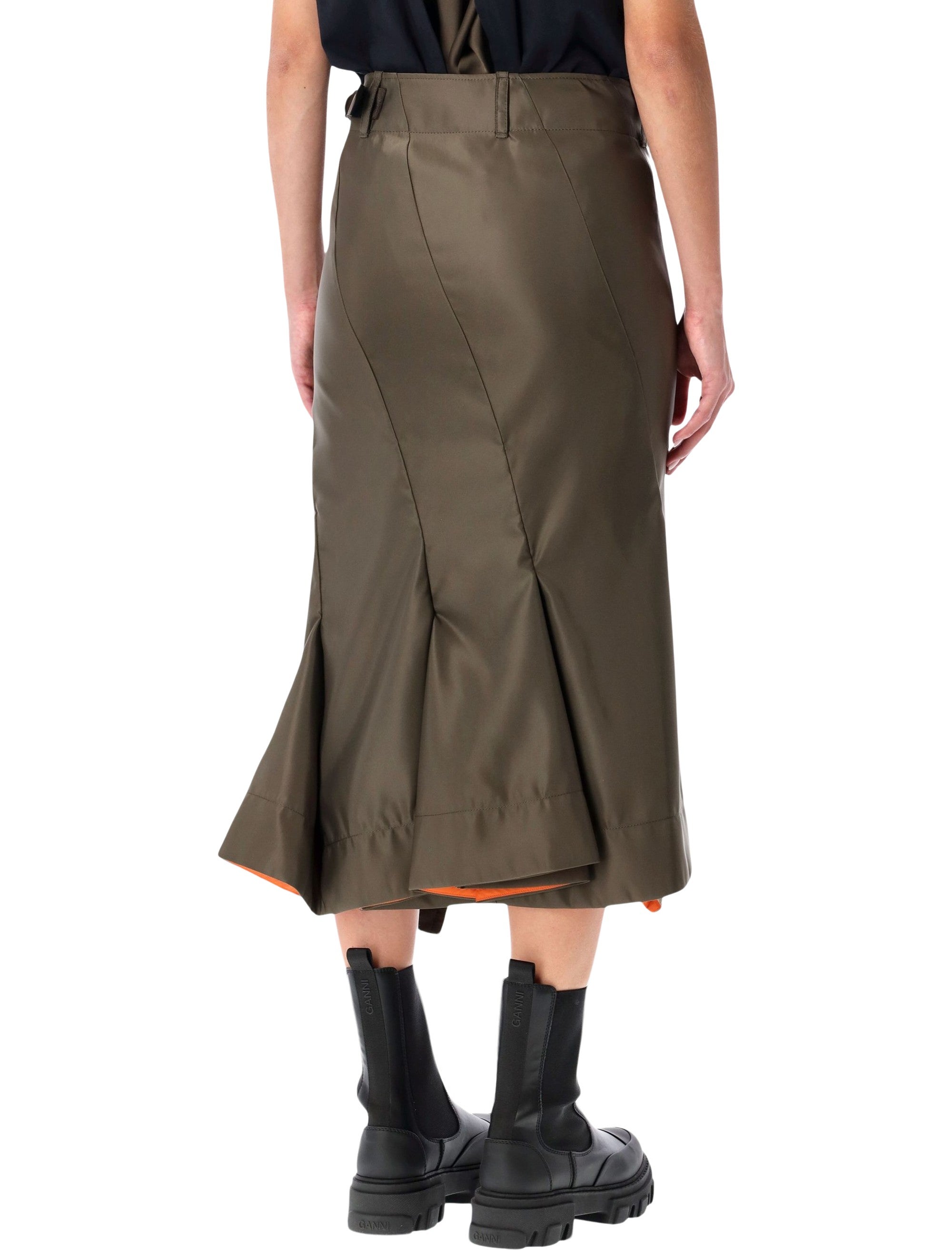 SACAI Utility-Inspired Midi Skirt with Asymmetrical Design