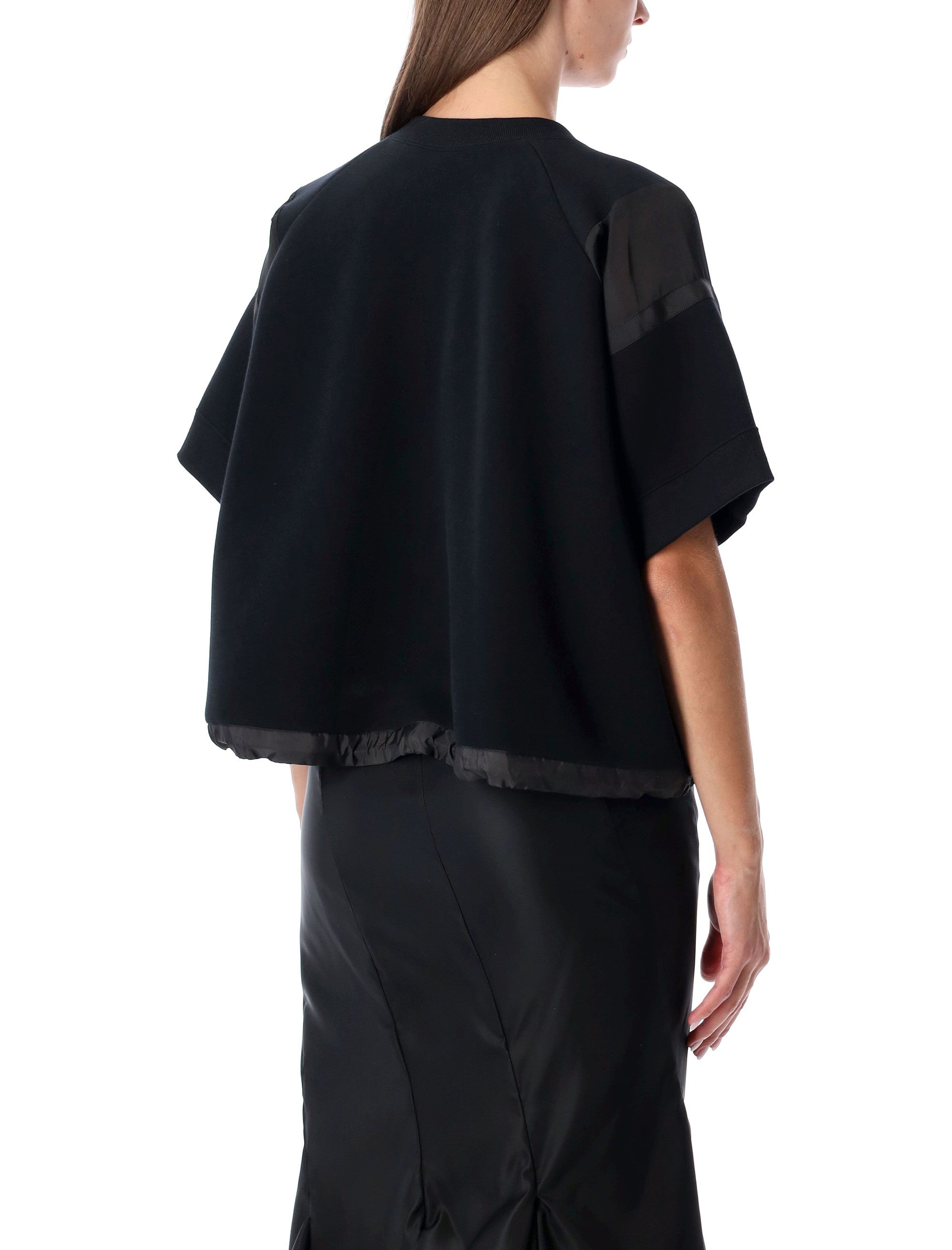 SACAI Oversized Technical Cotton T-Shirt with Adjustable Drawstring Hem - Size 2