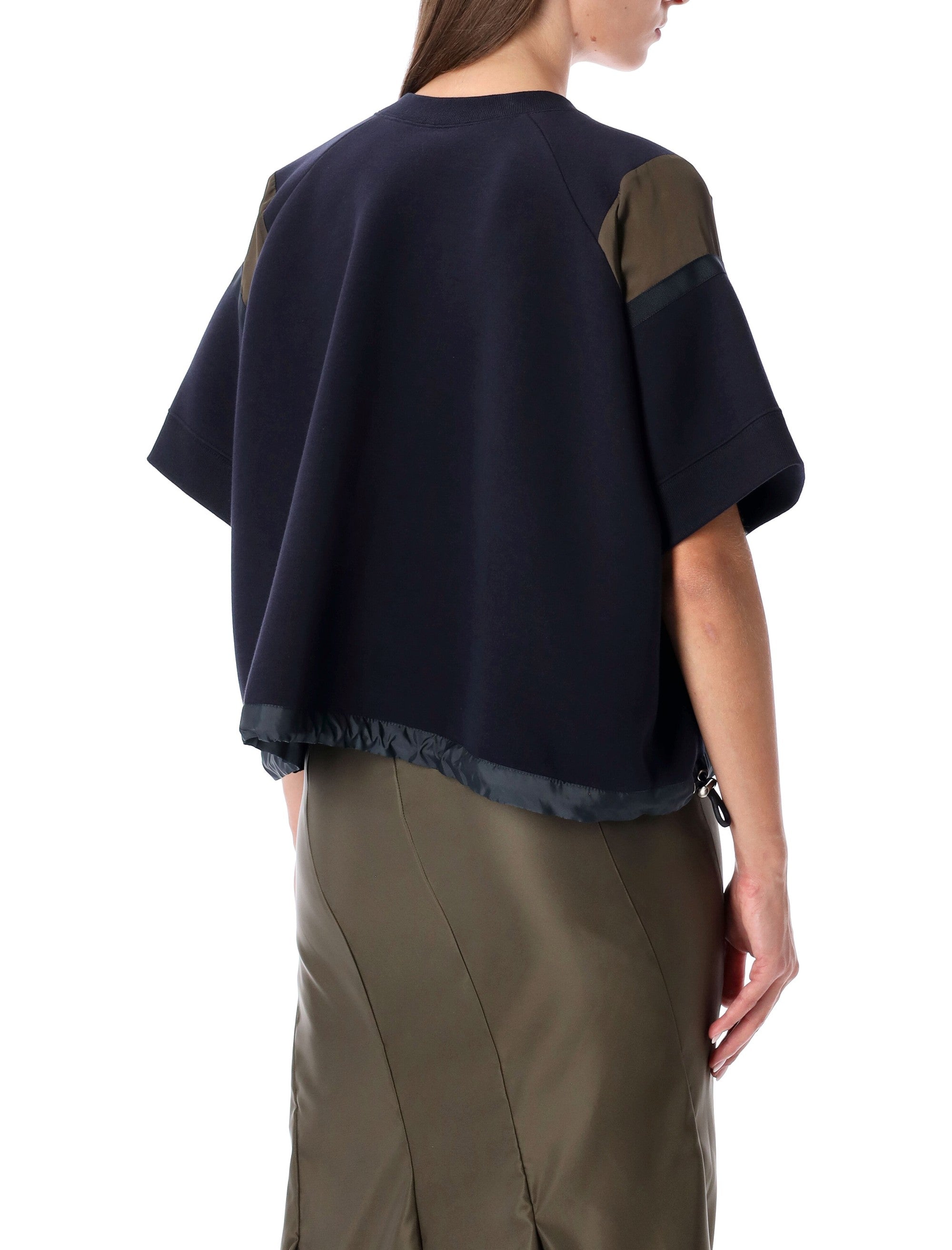 SACAI Oversized Technical Cotton T-Shirt with Adjustable Drawstring Hem - Size 2