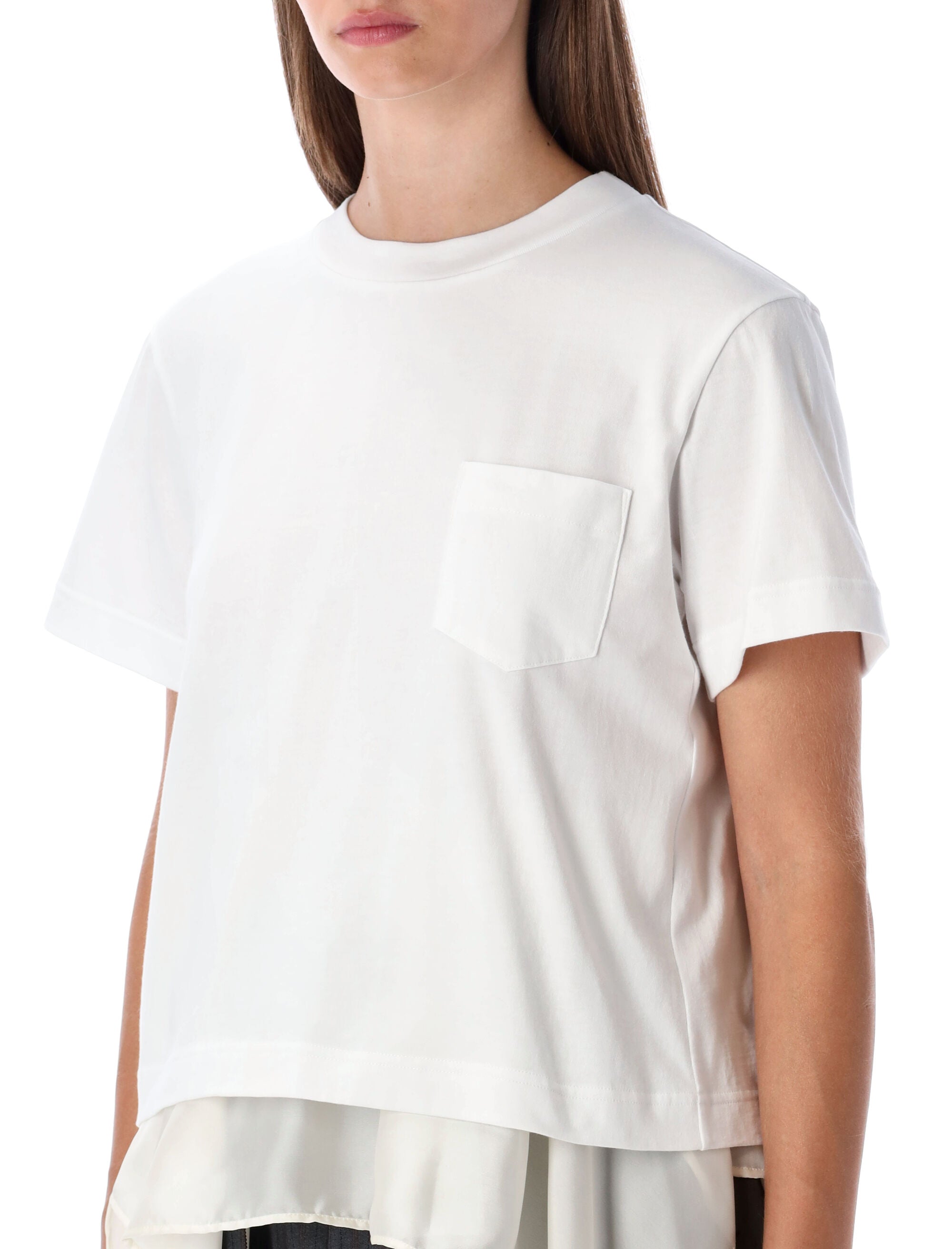 SACAI Sophisticated Casual T-Shirt with Sail Back Insert - Size 2