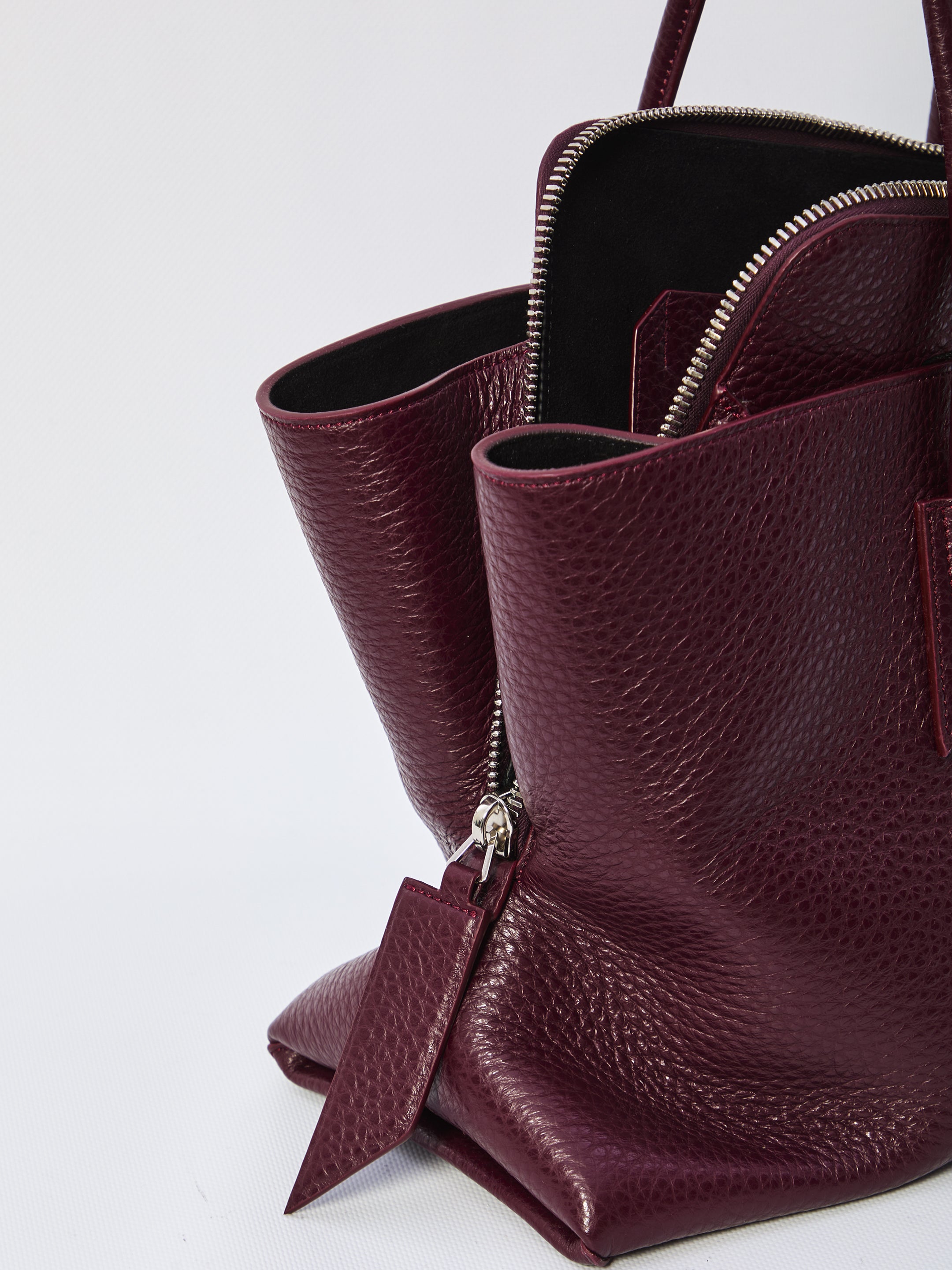THE ATTICO Medium Grain-Effect Leather Handbag with Tubular Handles