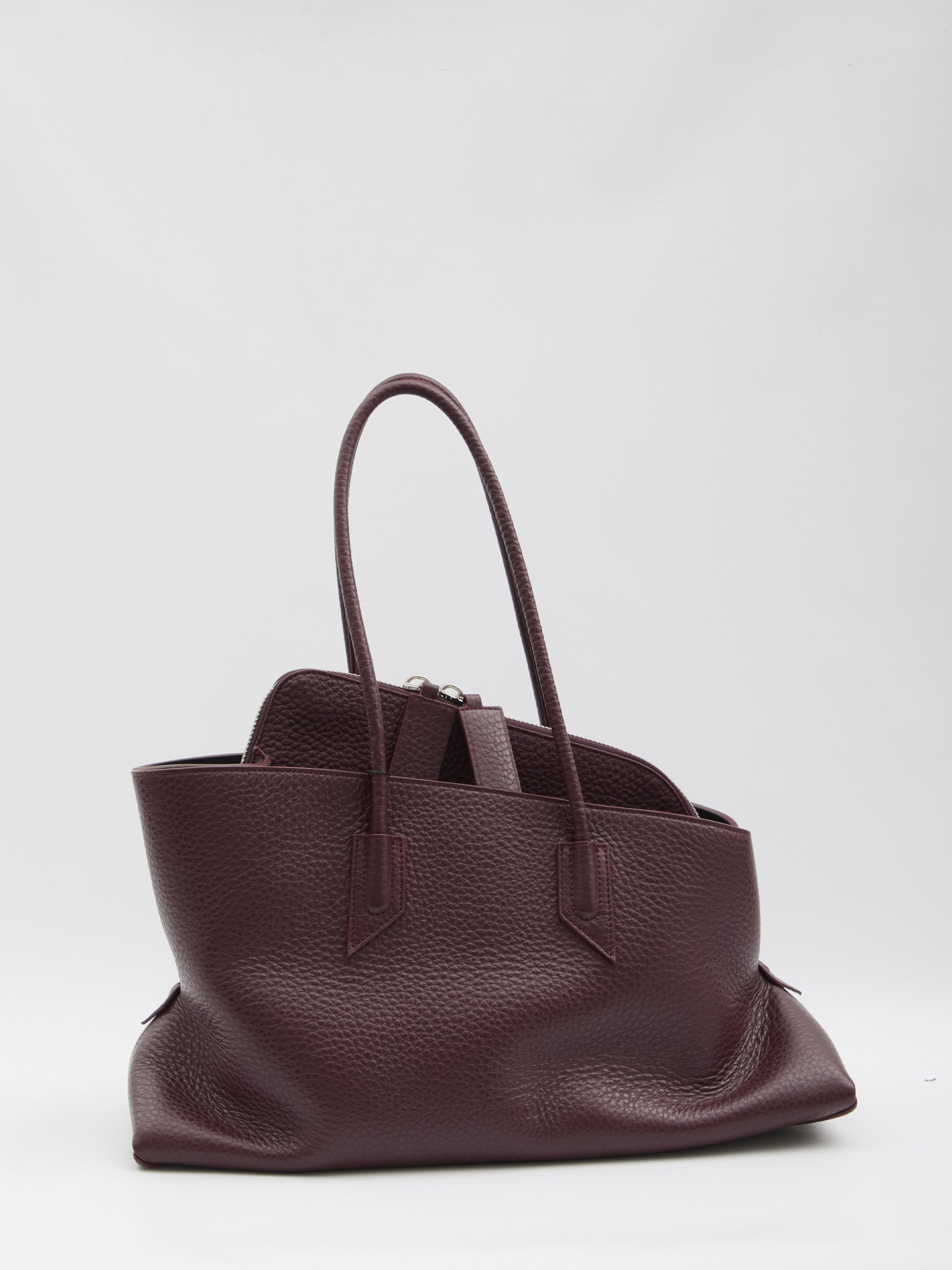 THE ATTICO Medium Grain-Effect Leather Handbag with Tubular Handles